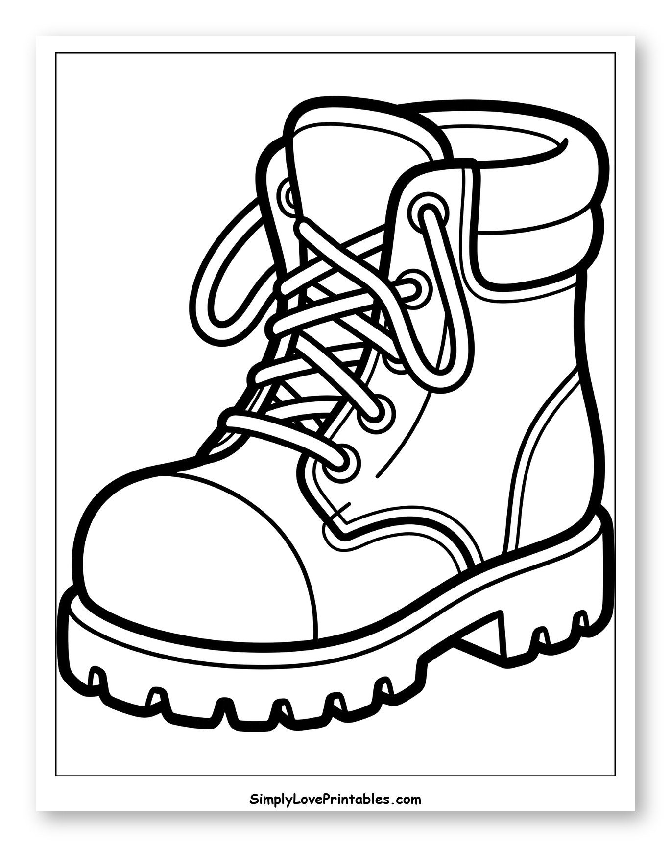 Sturdy Laced Boot with Thick Sole Coloring Sheet for Toddlers