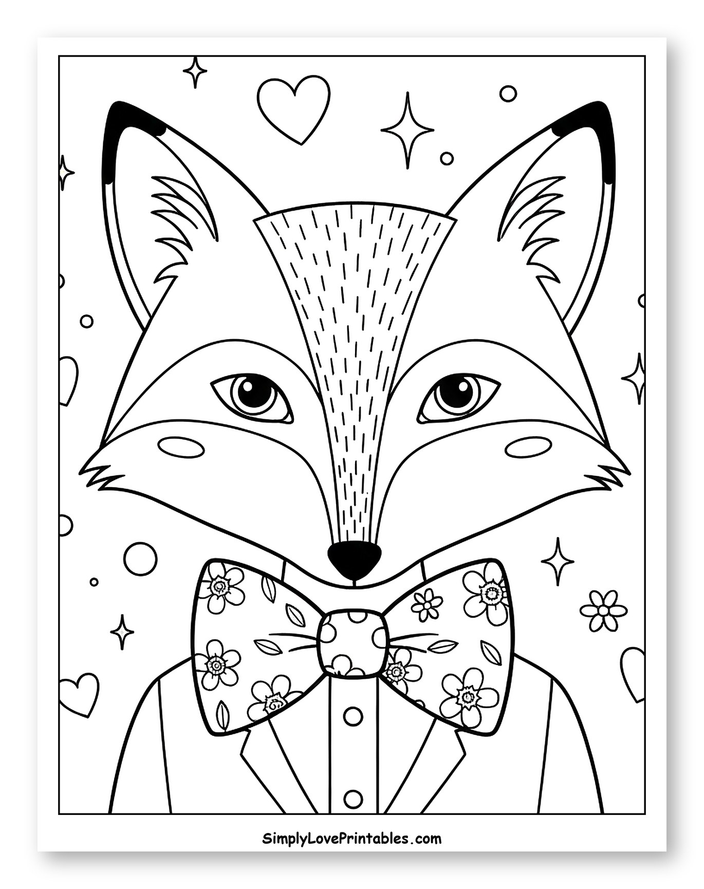 Stylish Fox with a Floral Bow Tie