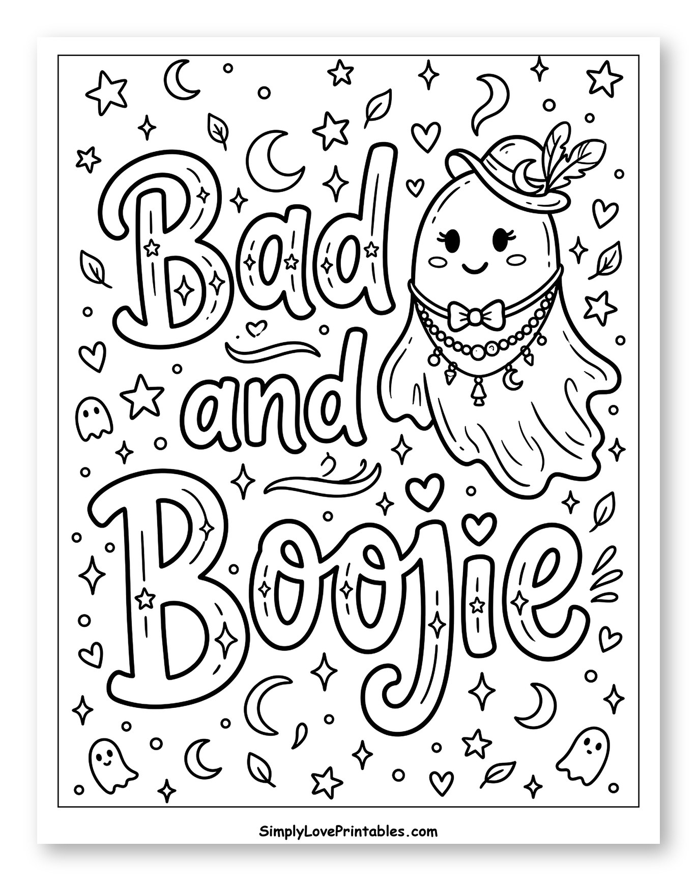 Stylish Ghost with "Bad and Boogie" Lettering