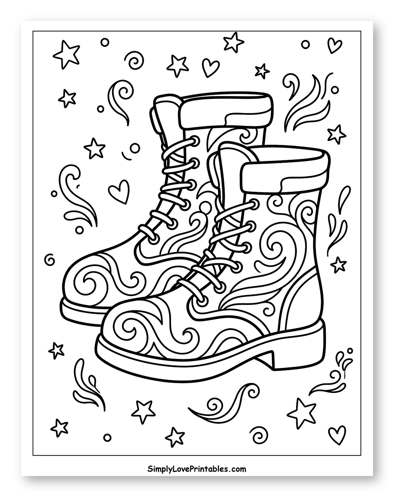 Stylish Patterned Boots with Stars and Hearts