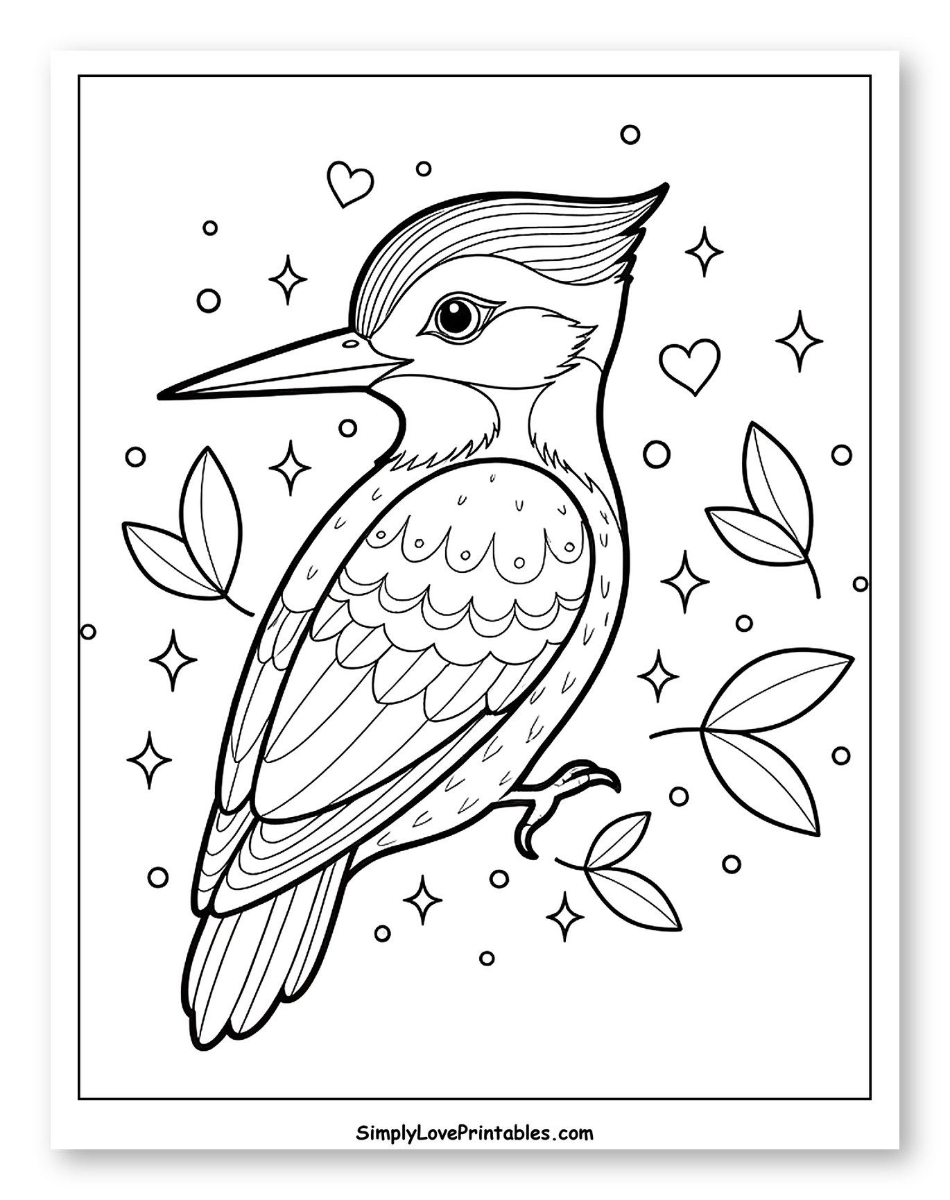 Stylized Woodpecker with Decorative Elements