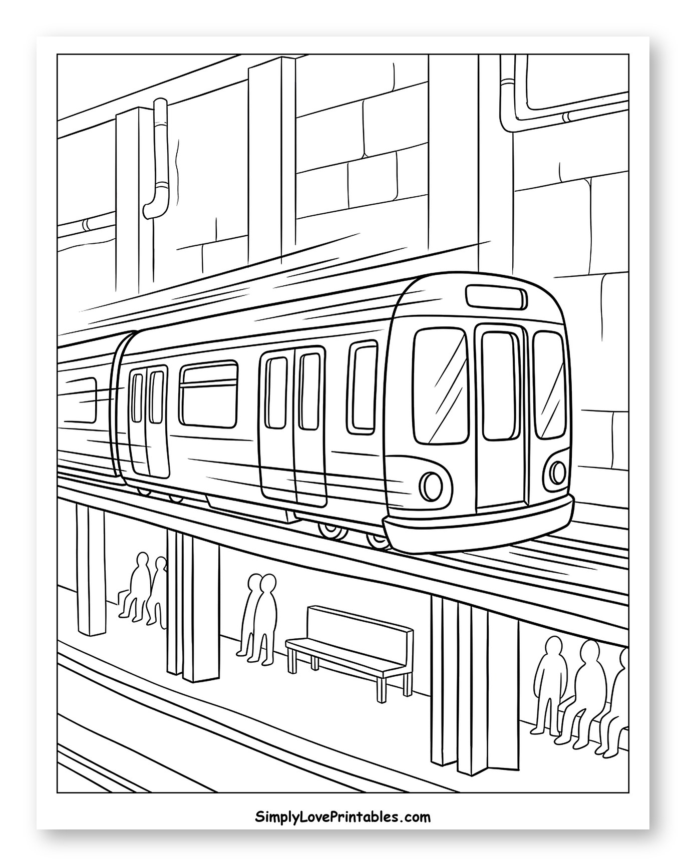 Subway Train Speeding Past Platform