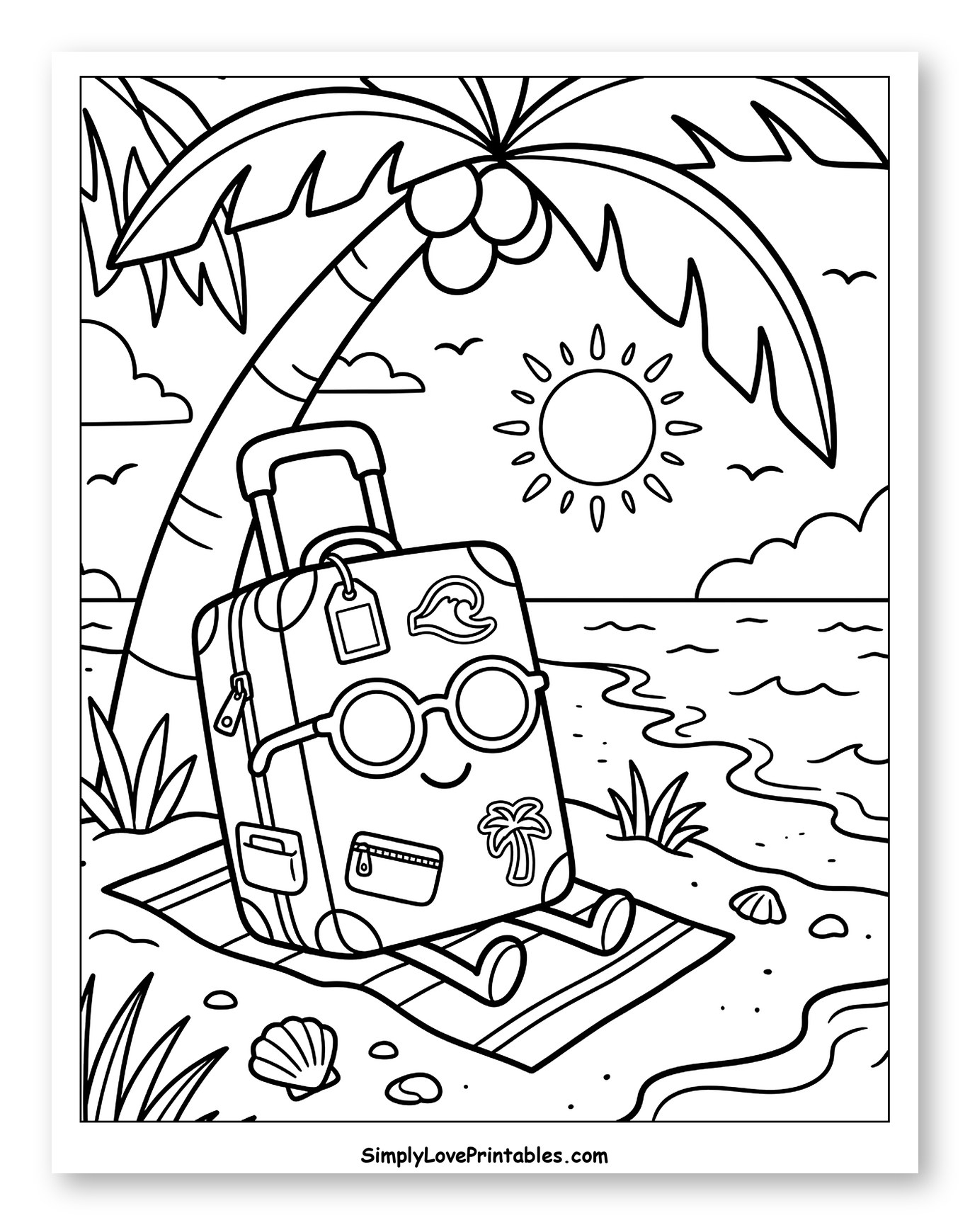 Suitcase Relaxing Under a Palm Tree