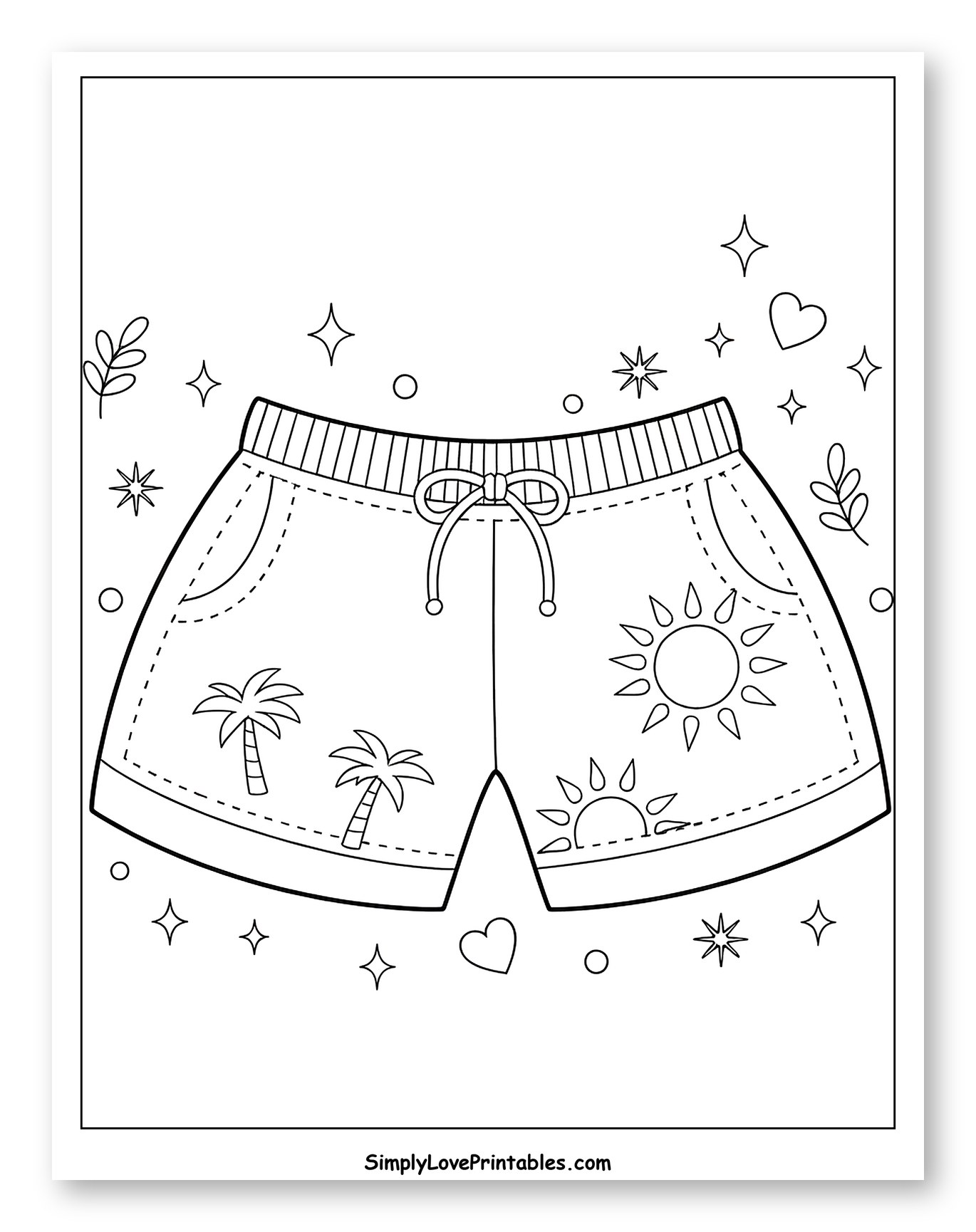 Summer Shorts with Palm Trees and Suns