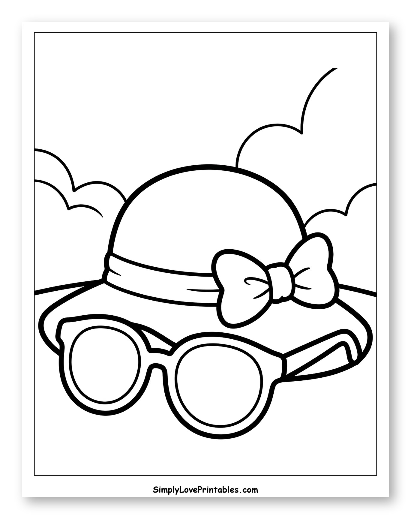 Sun Hat and Sunglasses with Clouds