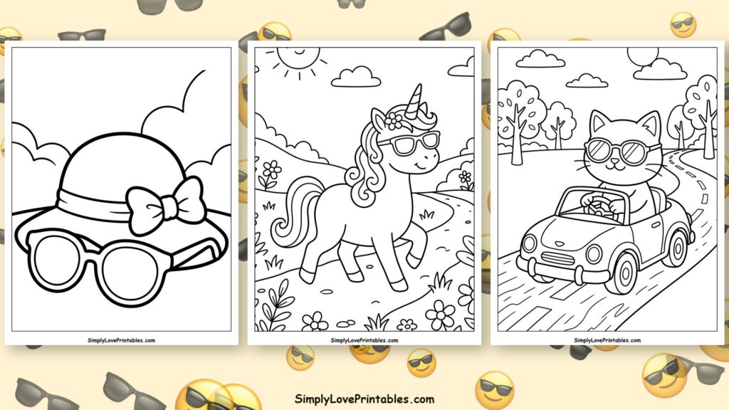 Sunglasses coloring pages featured image