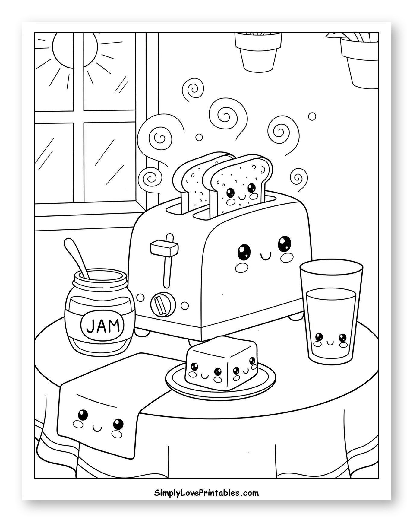 Sunny Breakfast Table with Happy Toaster