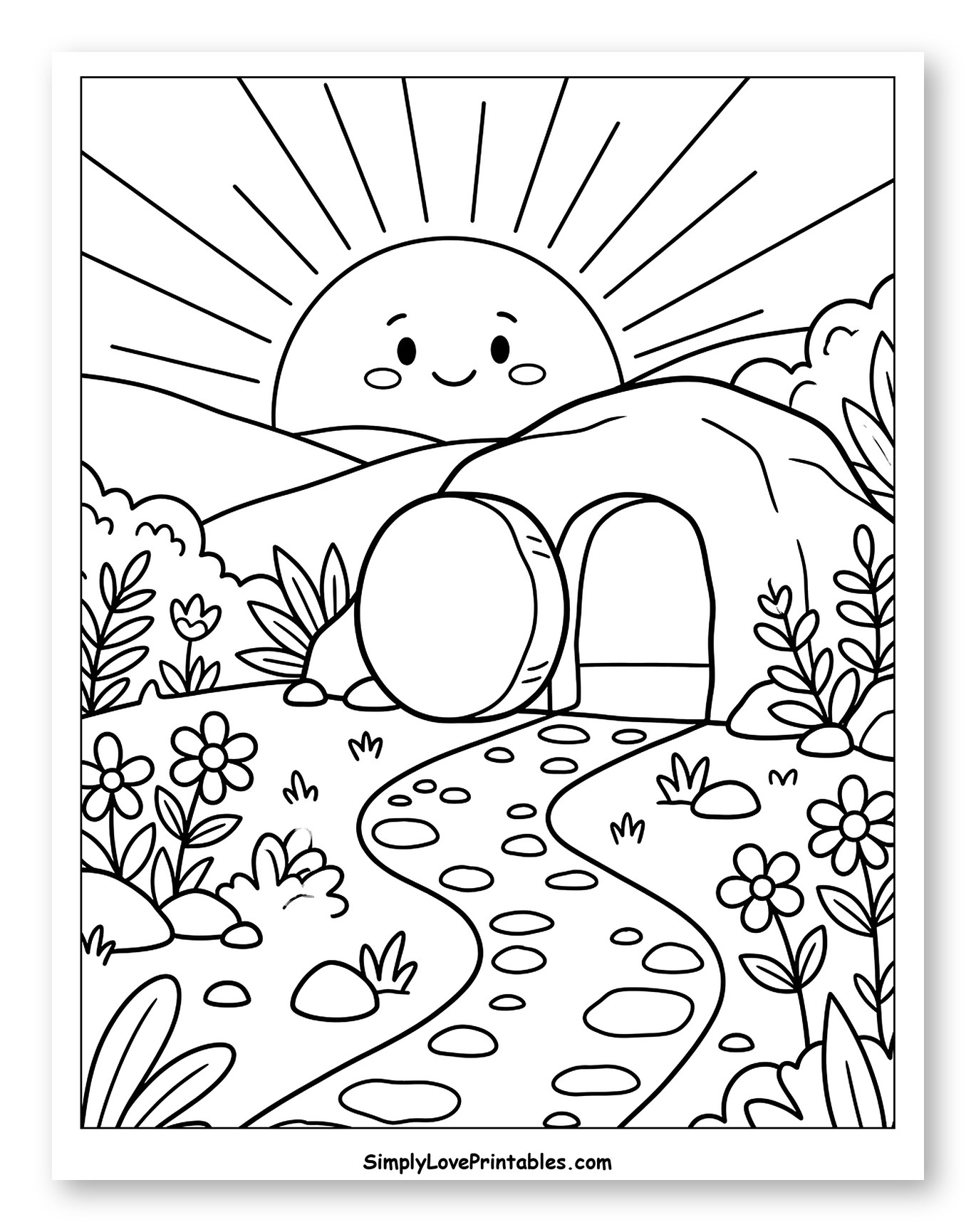 Sunrise Over Empty Tomb and Garden Path
