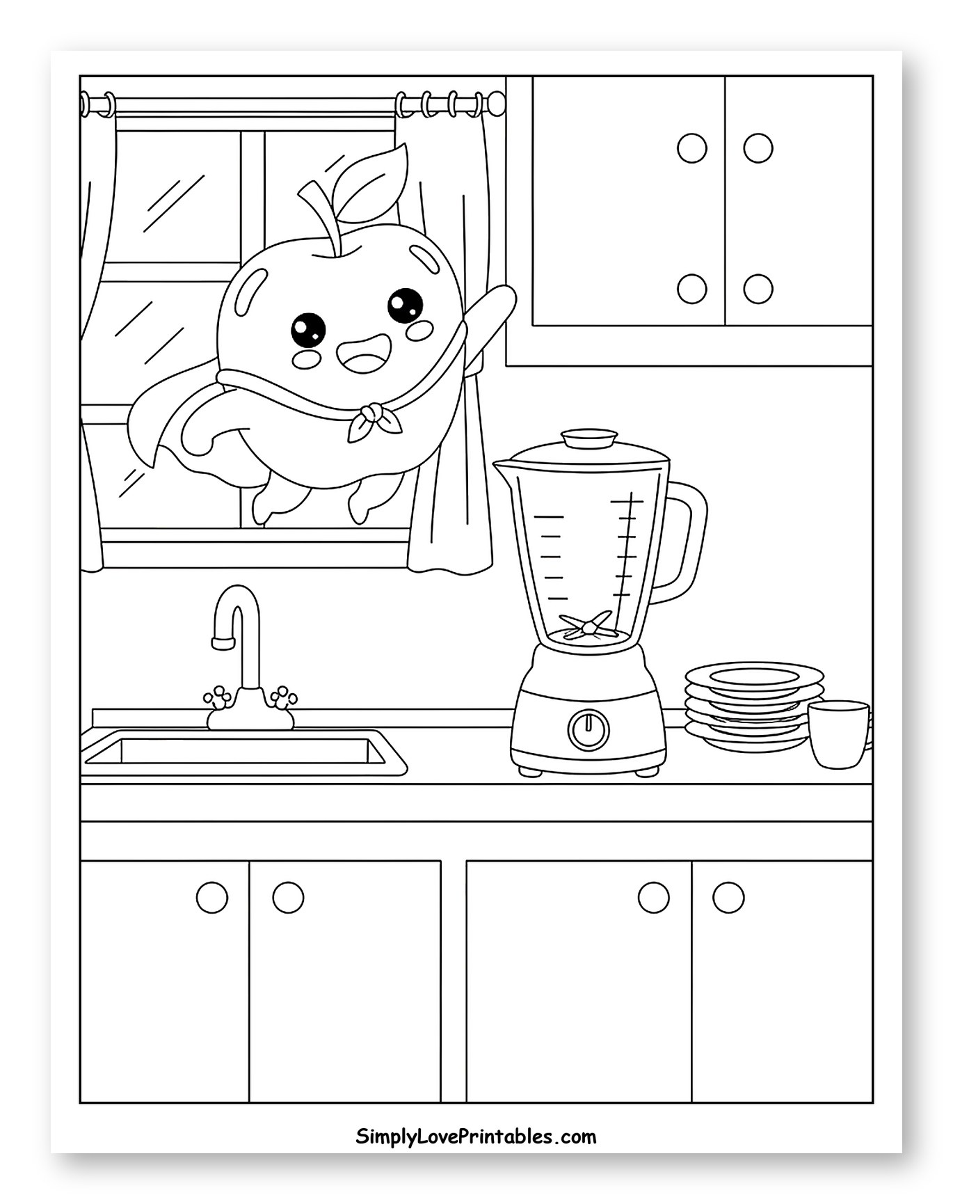 Superhero Apple Flying into Kitchen