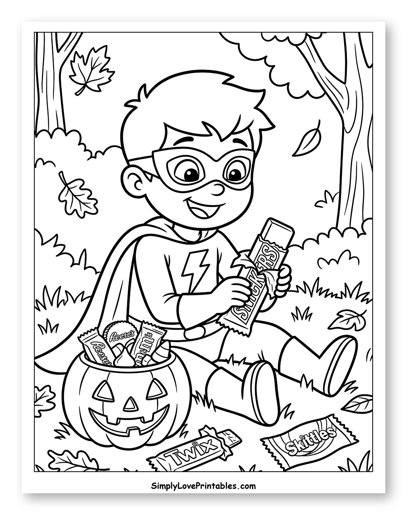 Superhero Boy Enjoying Halloween Candy