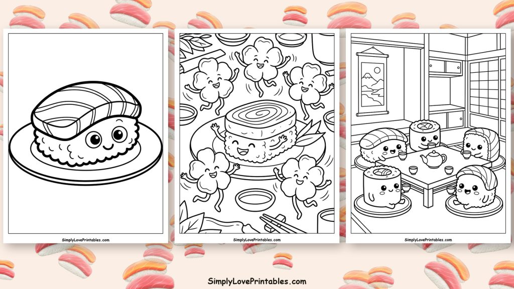 Sushi coloring pages featured image