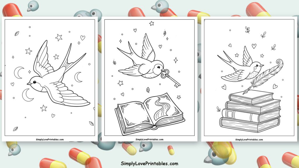 Swallow coloring pages featured image
