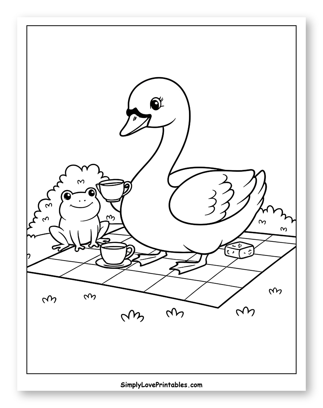 Swan and Frog Having a Tea Party
