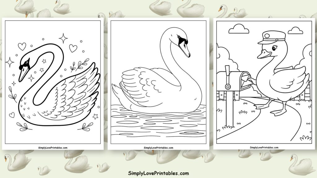 swan coloring pages featured image