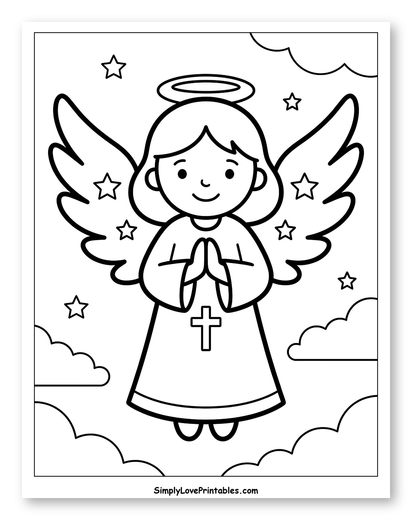 Sweet Angel Amidst Stars and Clouds