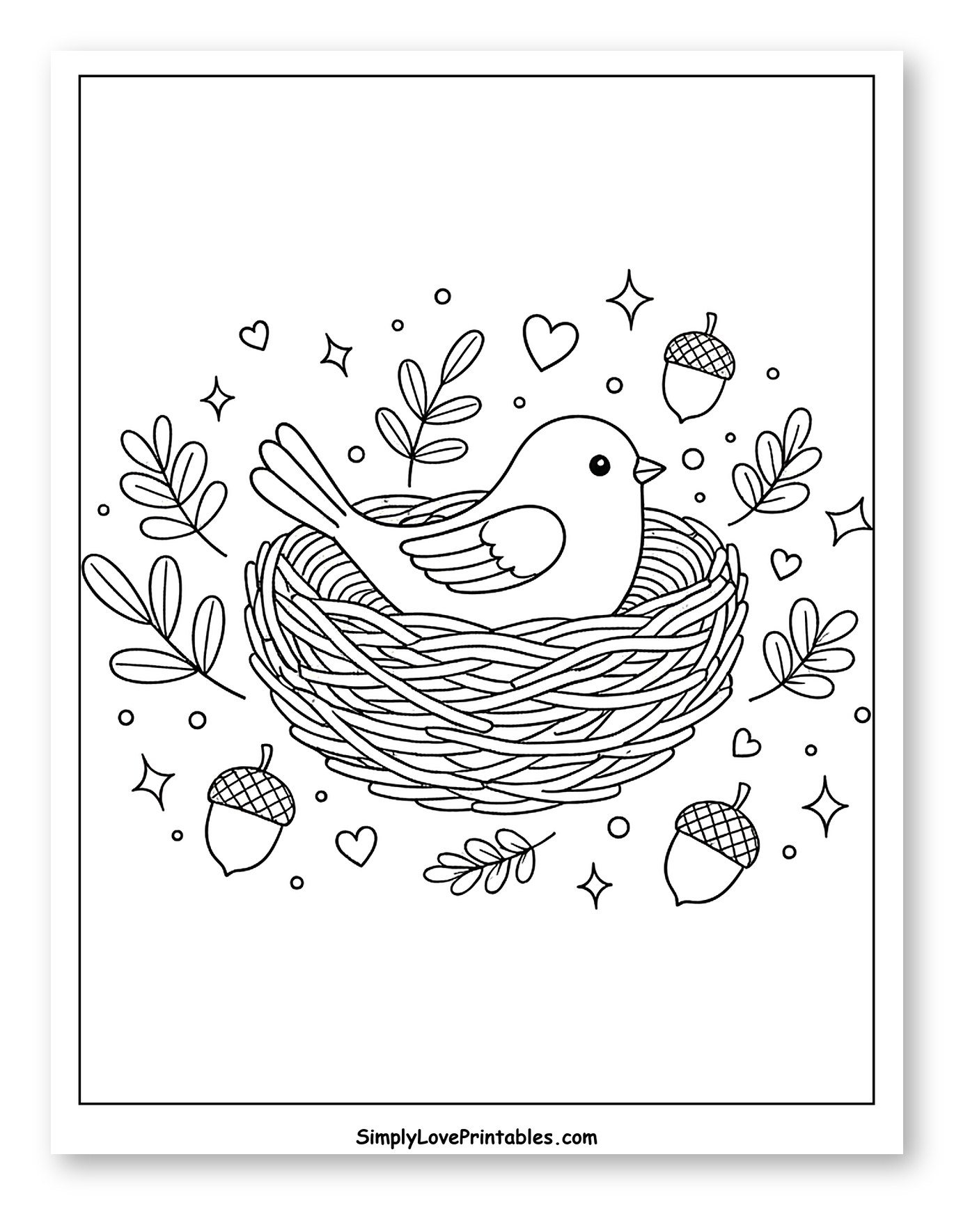 Sweet Bird in a Nest Surrounded by Nature