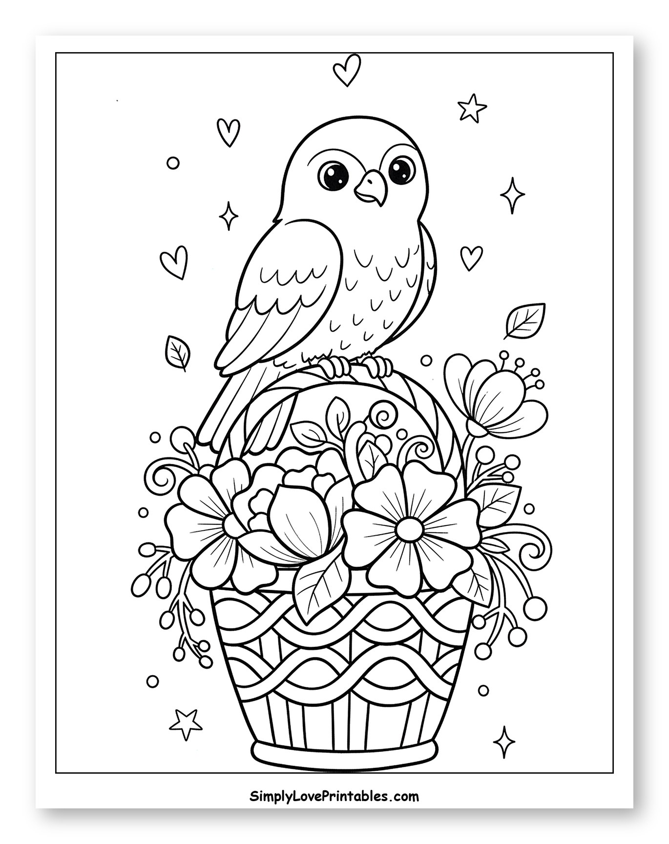 Sweet Bird on a Floral Basket
