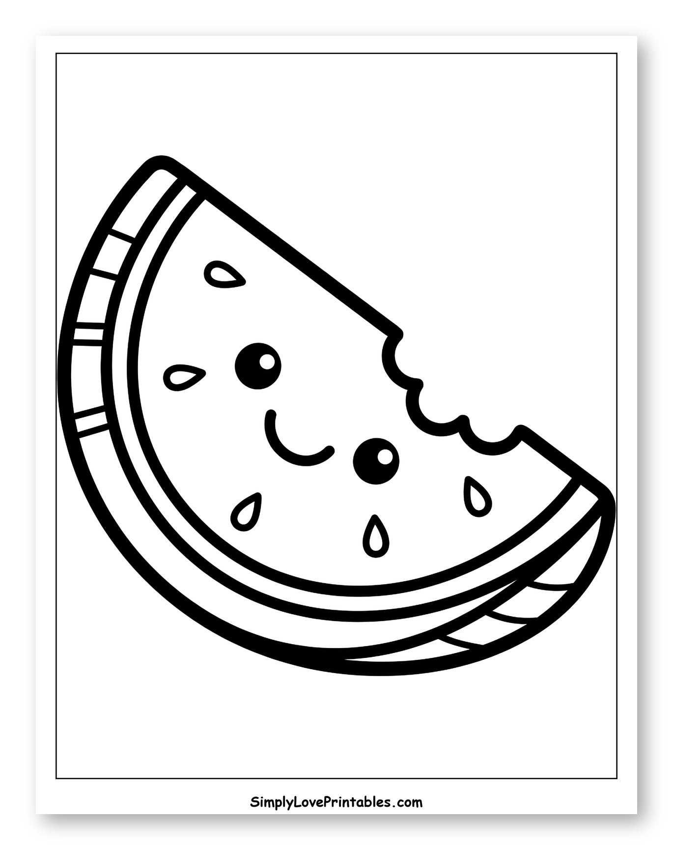 Sweet Bitten Watermelon Slice to Color for Toddlers