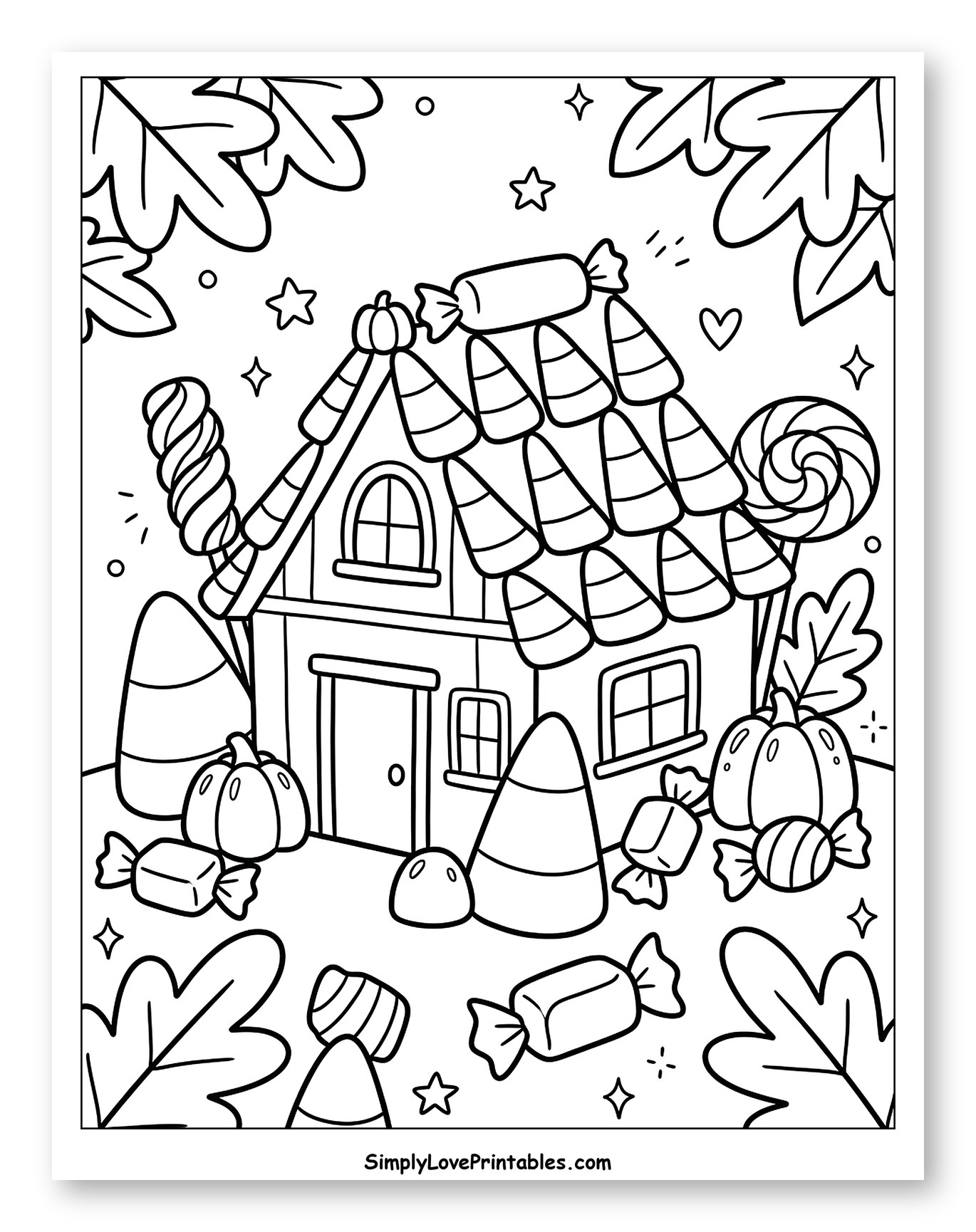 Sweet Candy House Surrounded by Halloween Treats