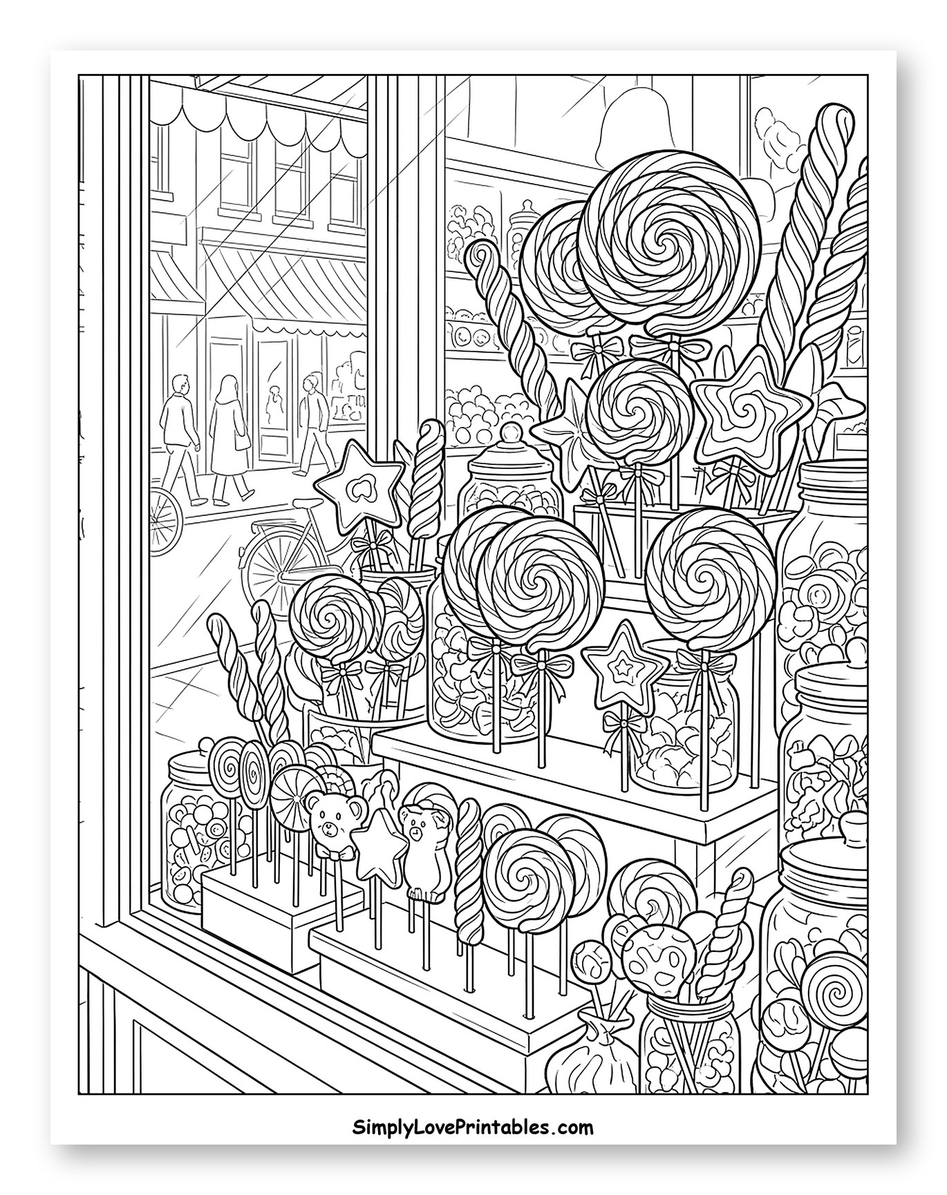 Sweet Candy Store Window Display Coloring Sheet