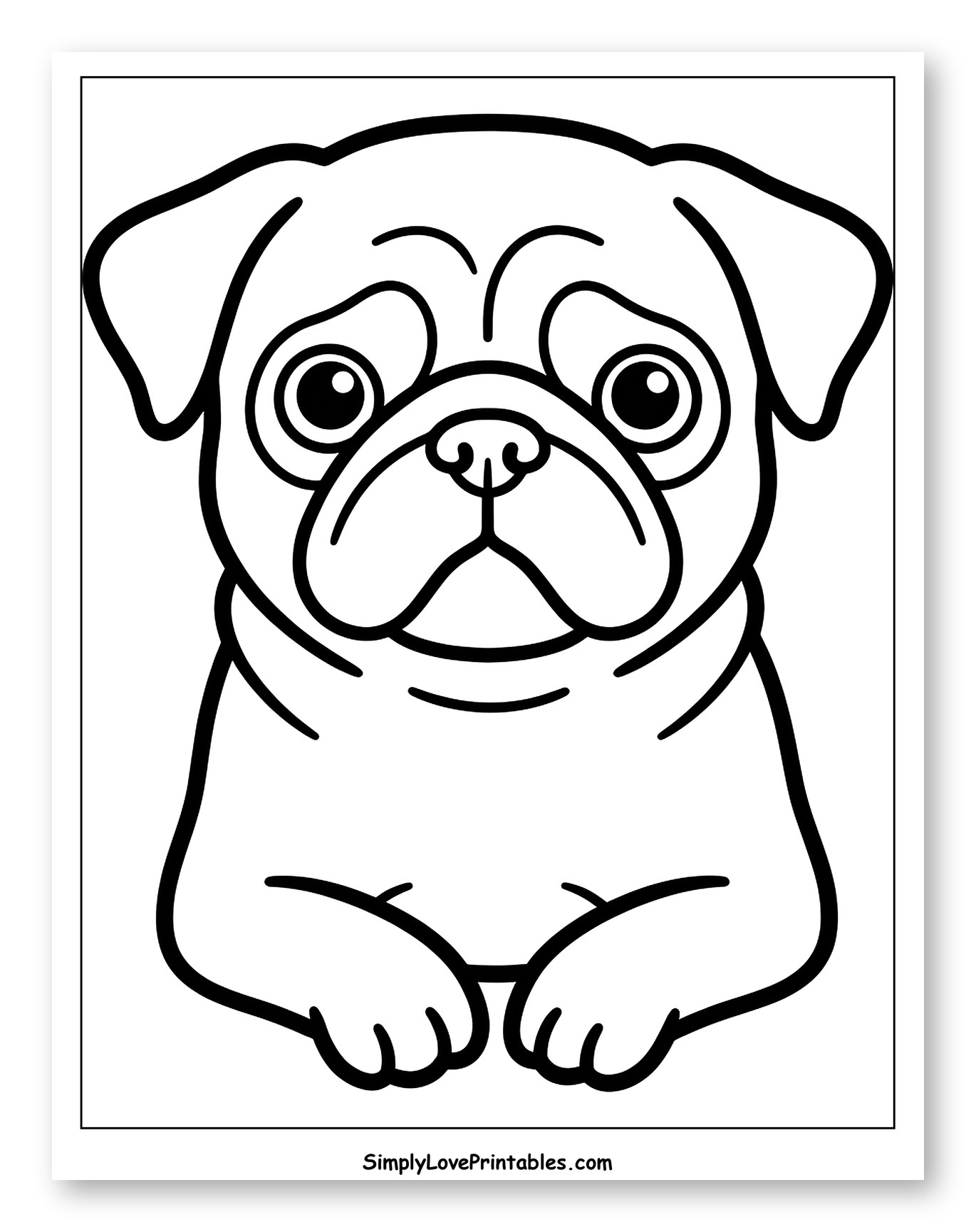 Sweet Cartoon Pug with Big Eyes