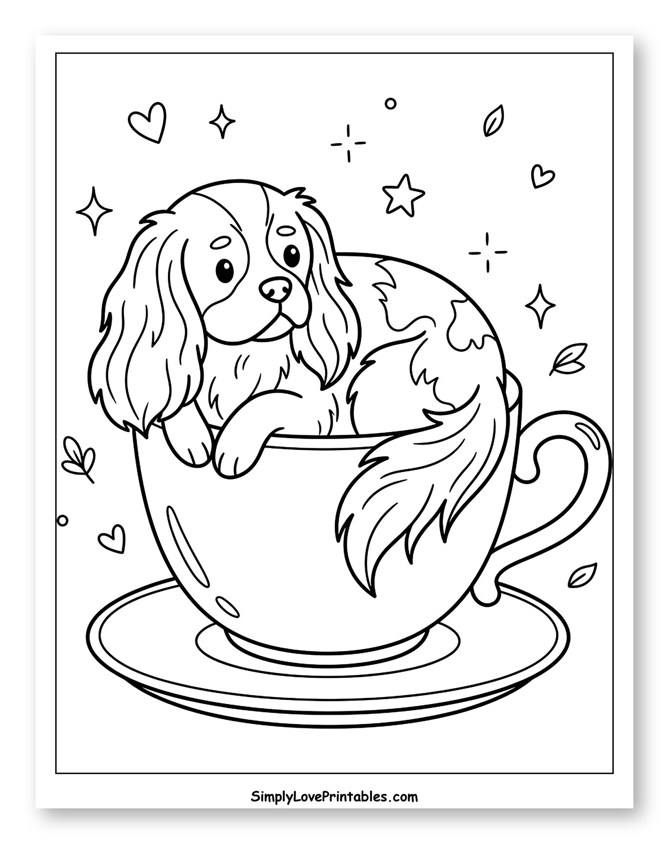 Sweet Cavalier Puppy in a Teacup