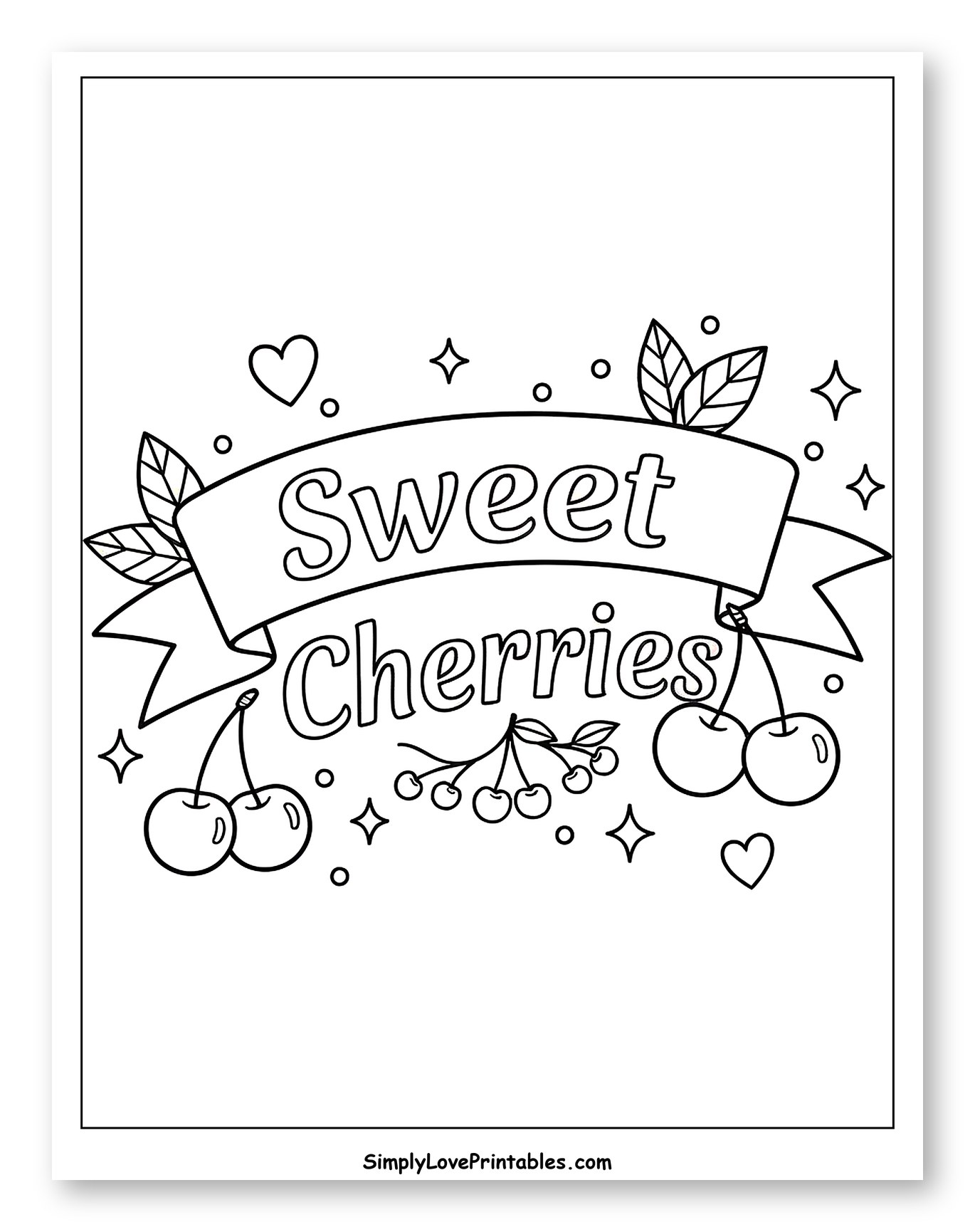 Sweet Cherries Banner with Twinkles and Leaves