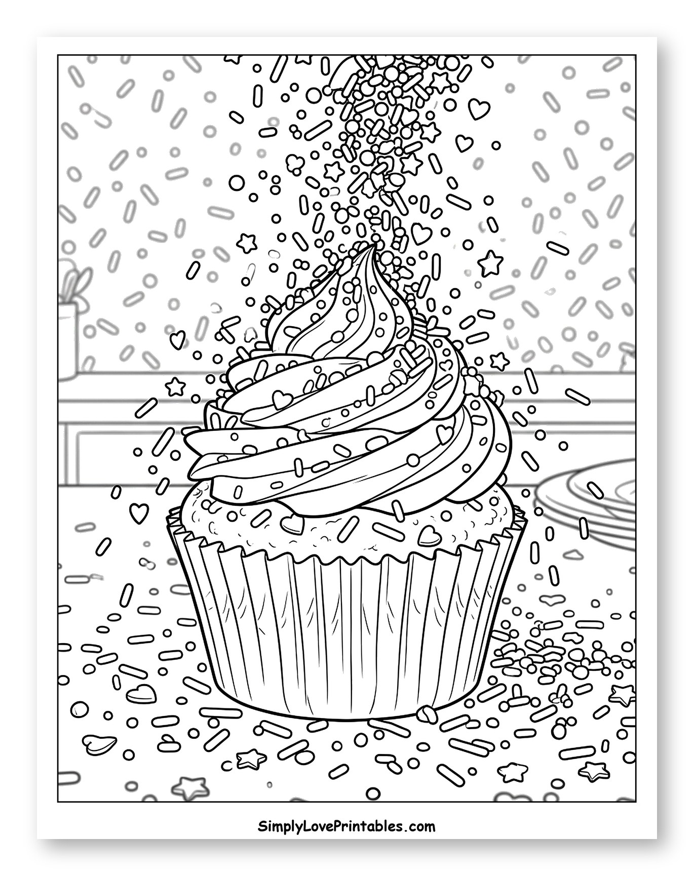 Sweet Cupcake with Sprinkles Falling to Color