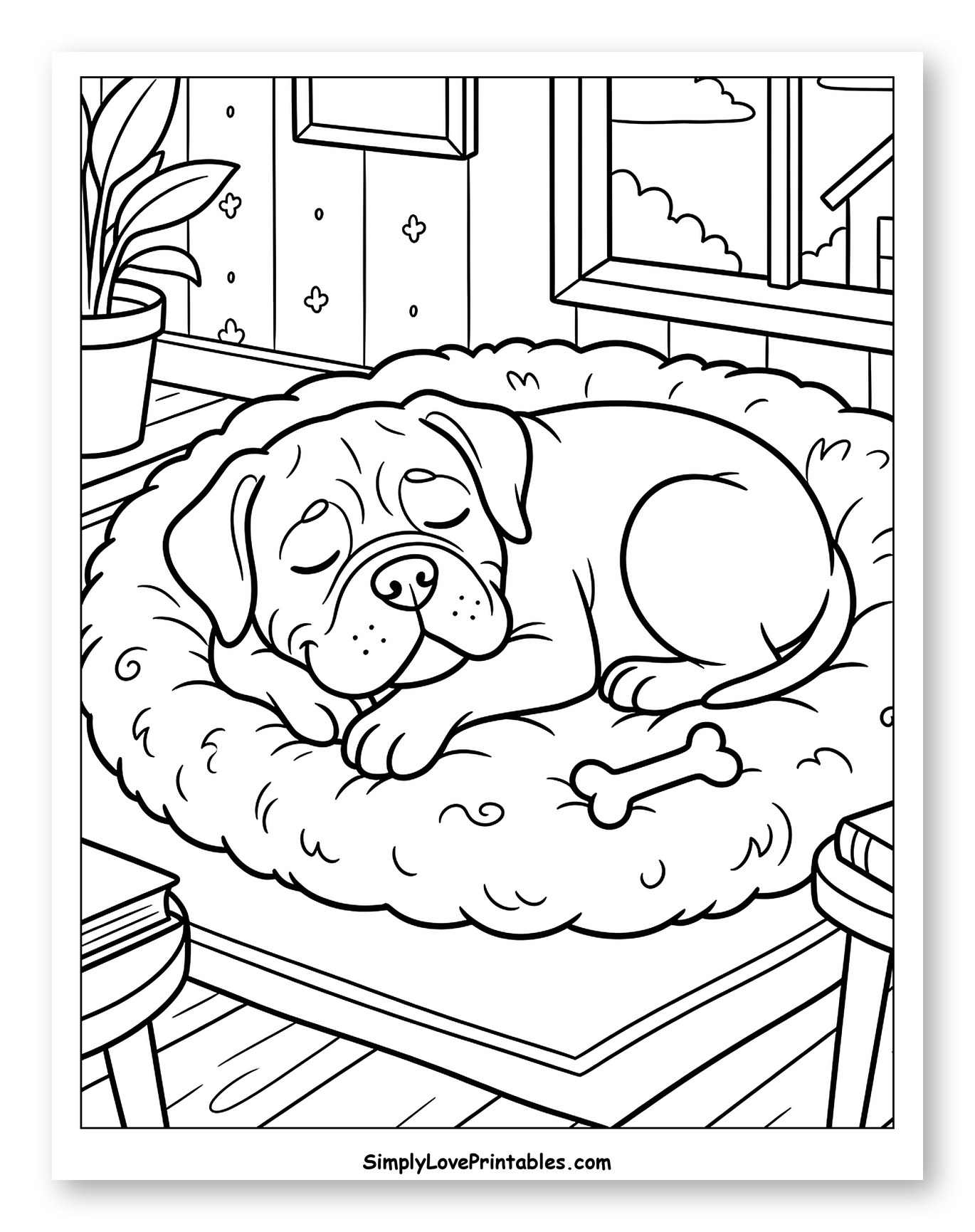 Sweet Dog Sleeping with a Bone