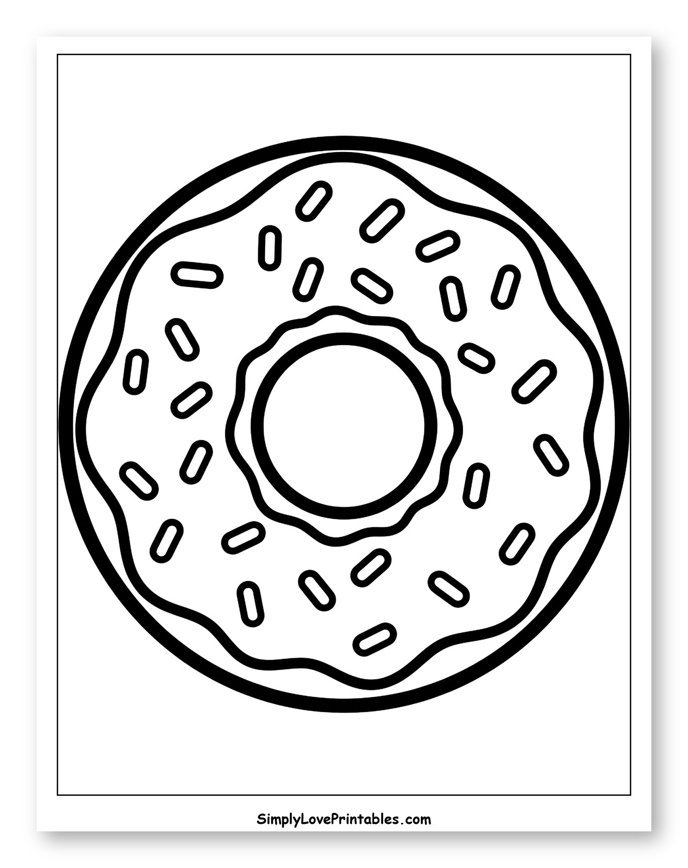 Sweet Donut with Sprinkles Coloring Sheet for Toddlers