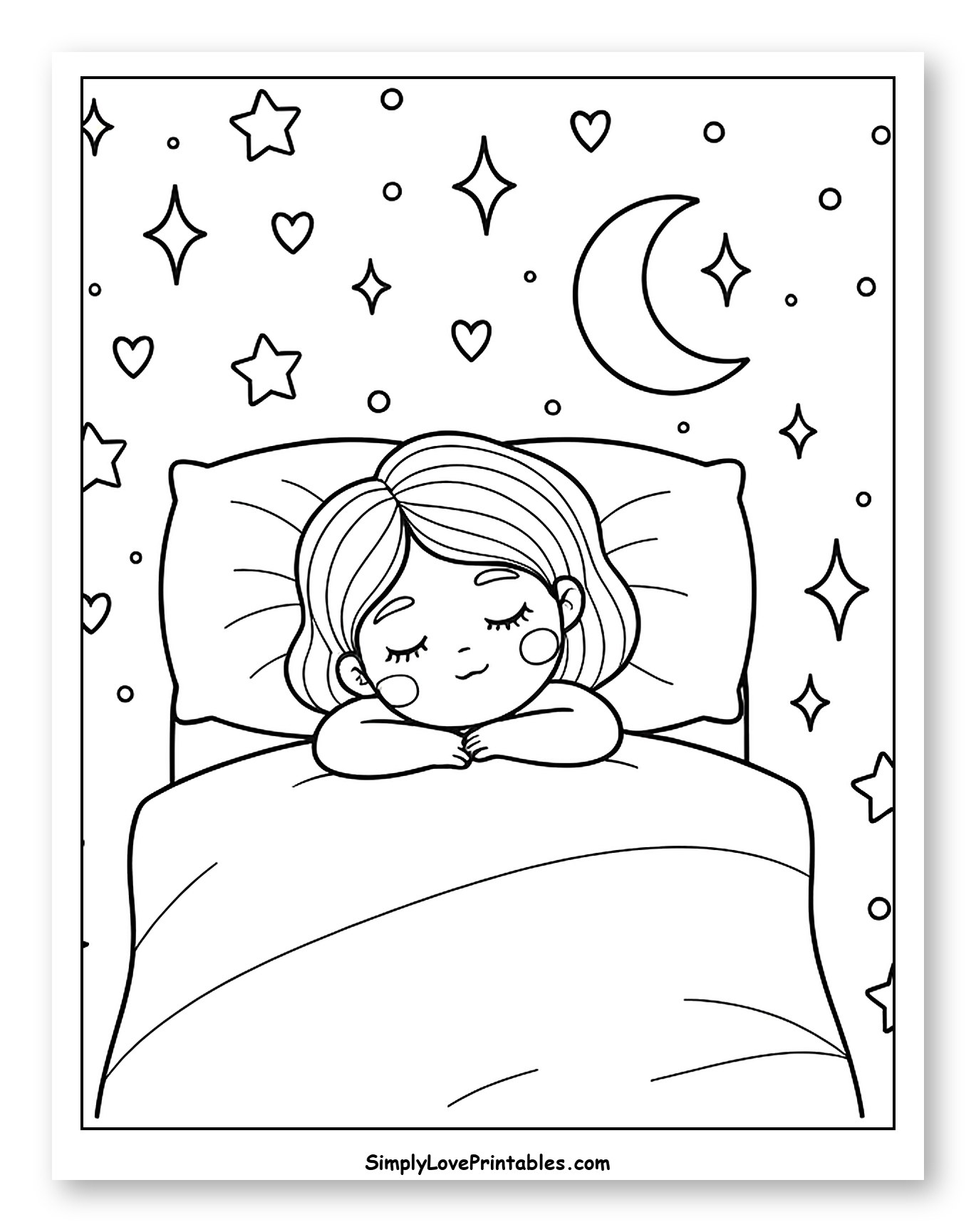 Sweet Dreams Girl with Stars and Moon