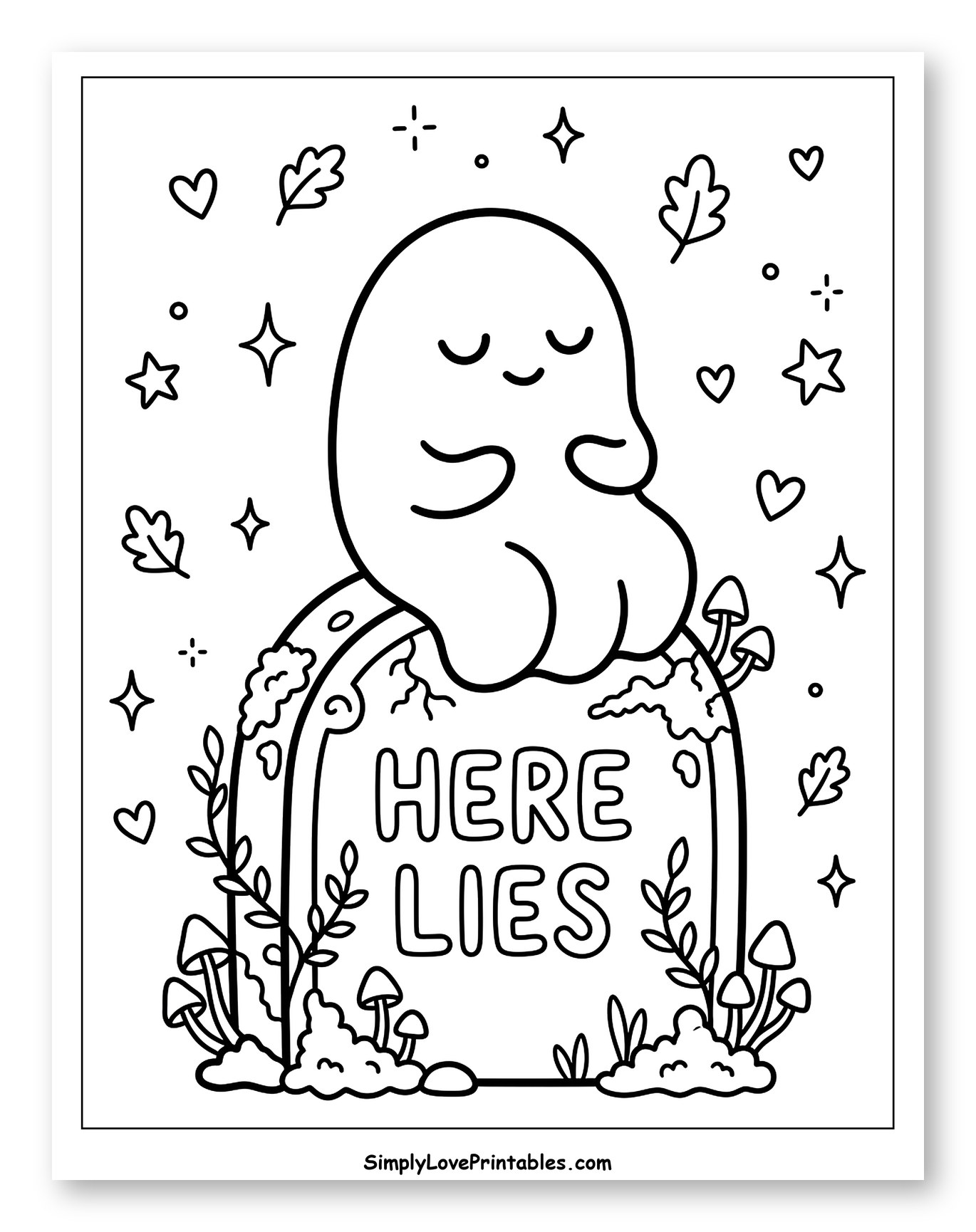 Sweet Ghost on a "Here Lies" Gravestone