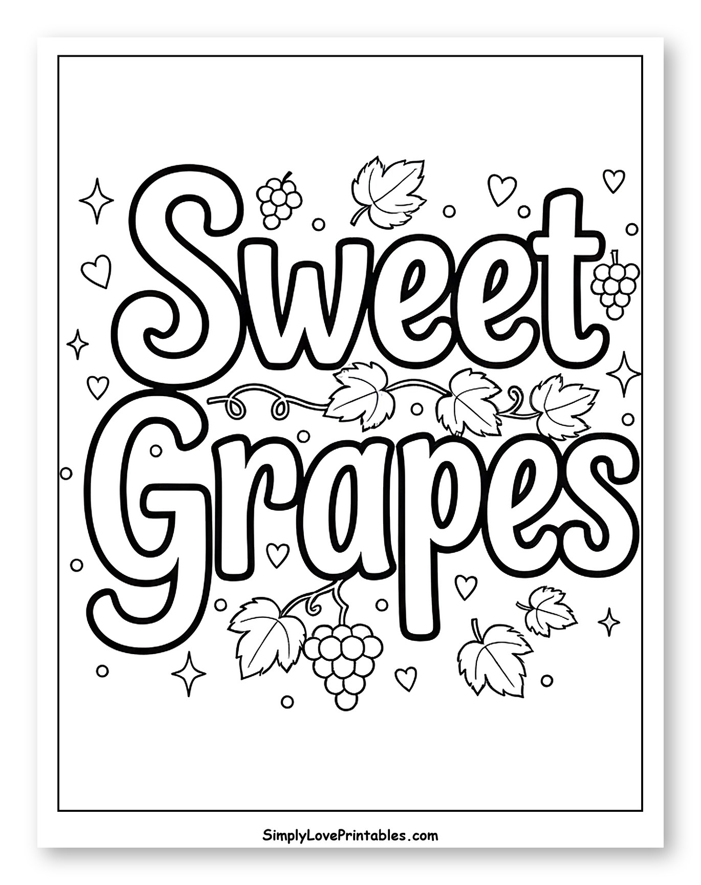Sweet Grapes with Vine and Leaves