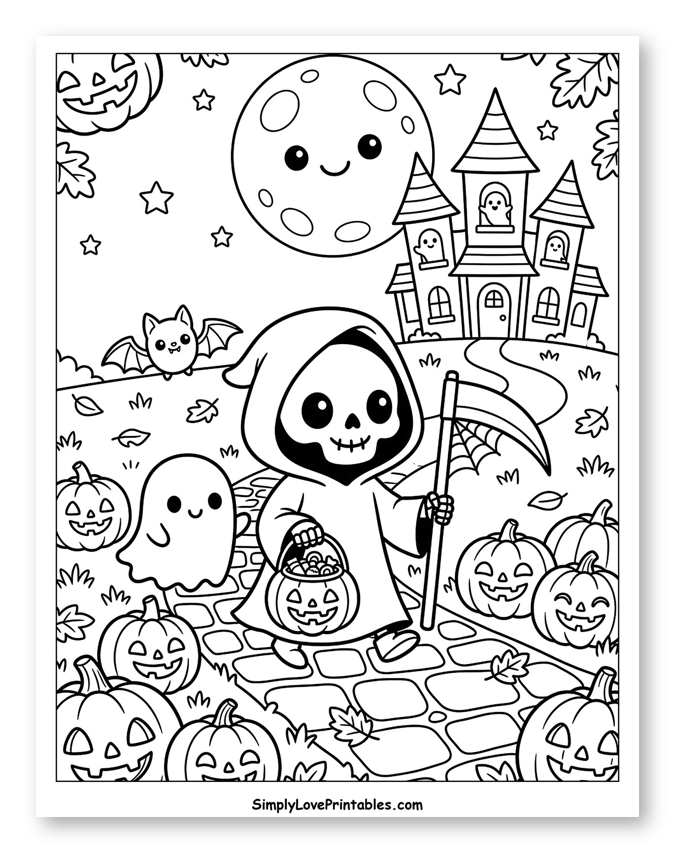 Sweet Grim Reaper on a Spooky Halloween Path