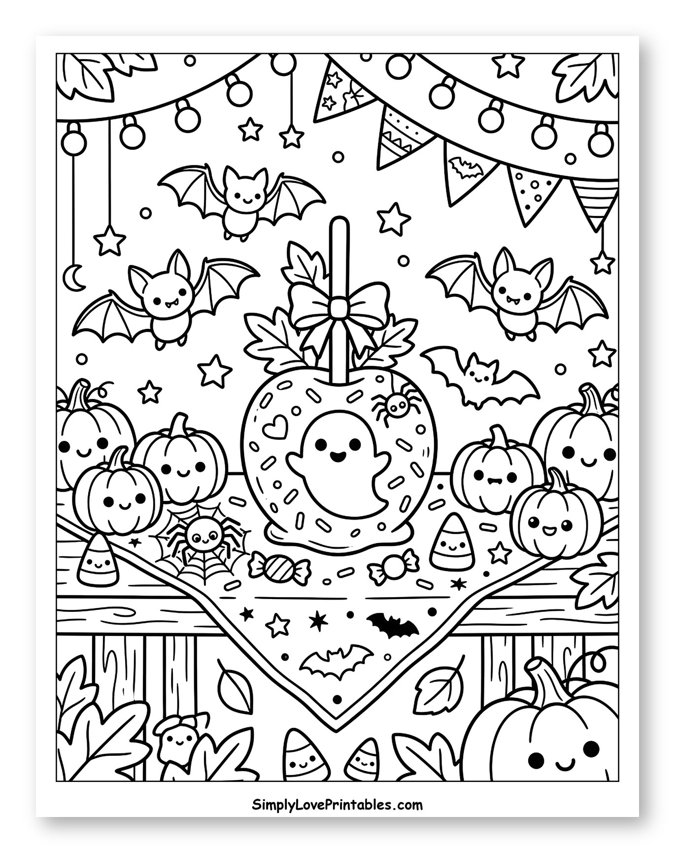 Sweet Halloween Scene with Candy Apple