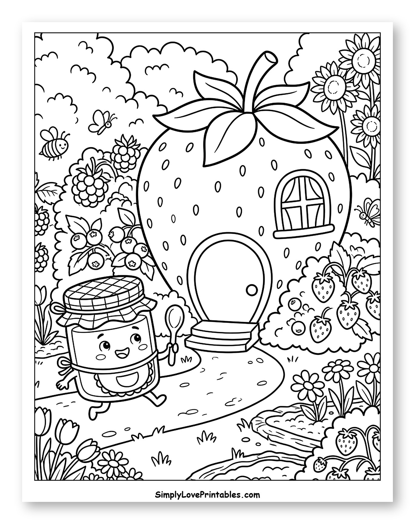 Sweet Jam Jar Visiting a Berry Home Coloring Page for Kids