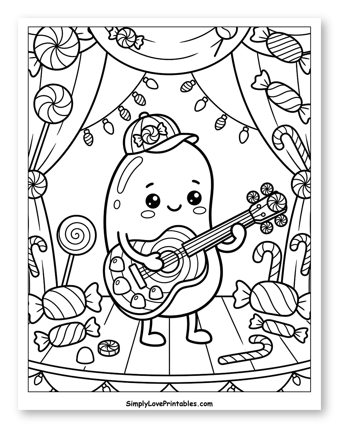 Sweet Jelly Bean Guitarist on a Candy Stage