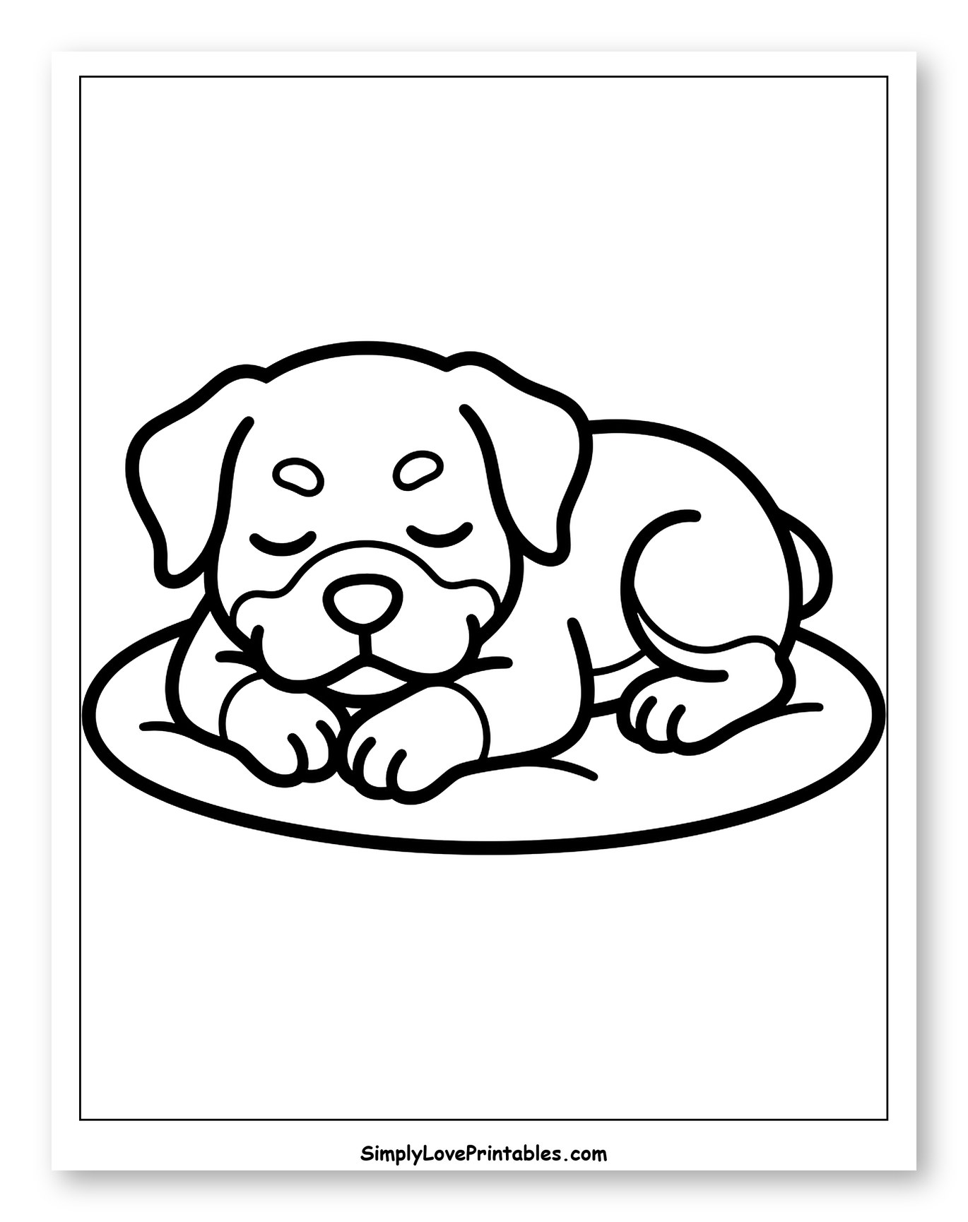 Sweet Little Rottweiler Puppy Napping Coloring Page for Toddlers