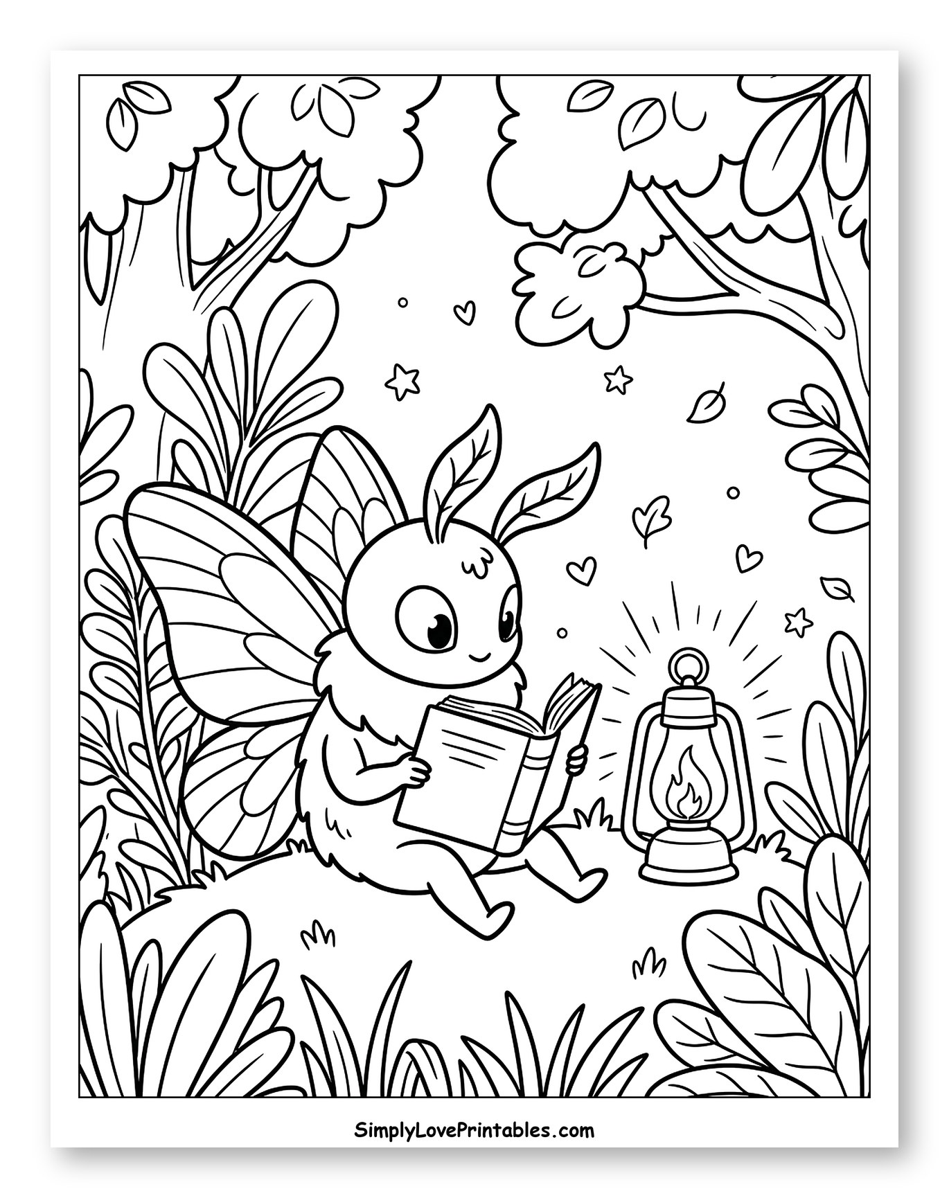 Sweet Moth with Book and Glowing Lantern
