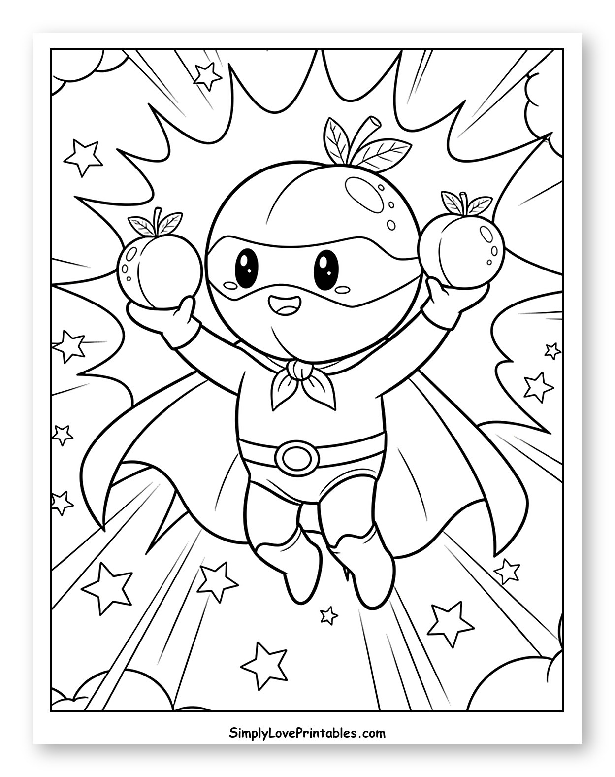 Sweet Peach Hero Flying with Apples