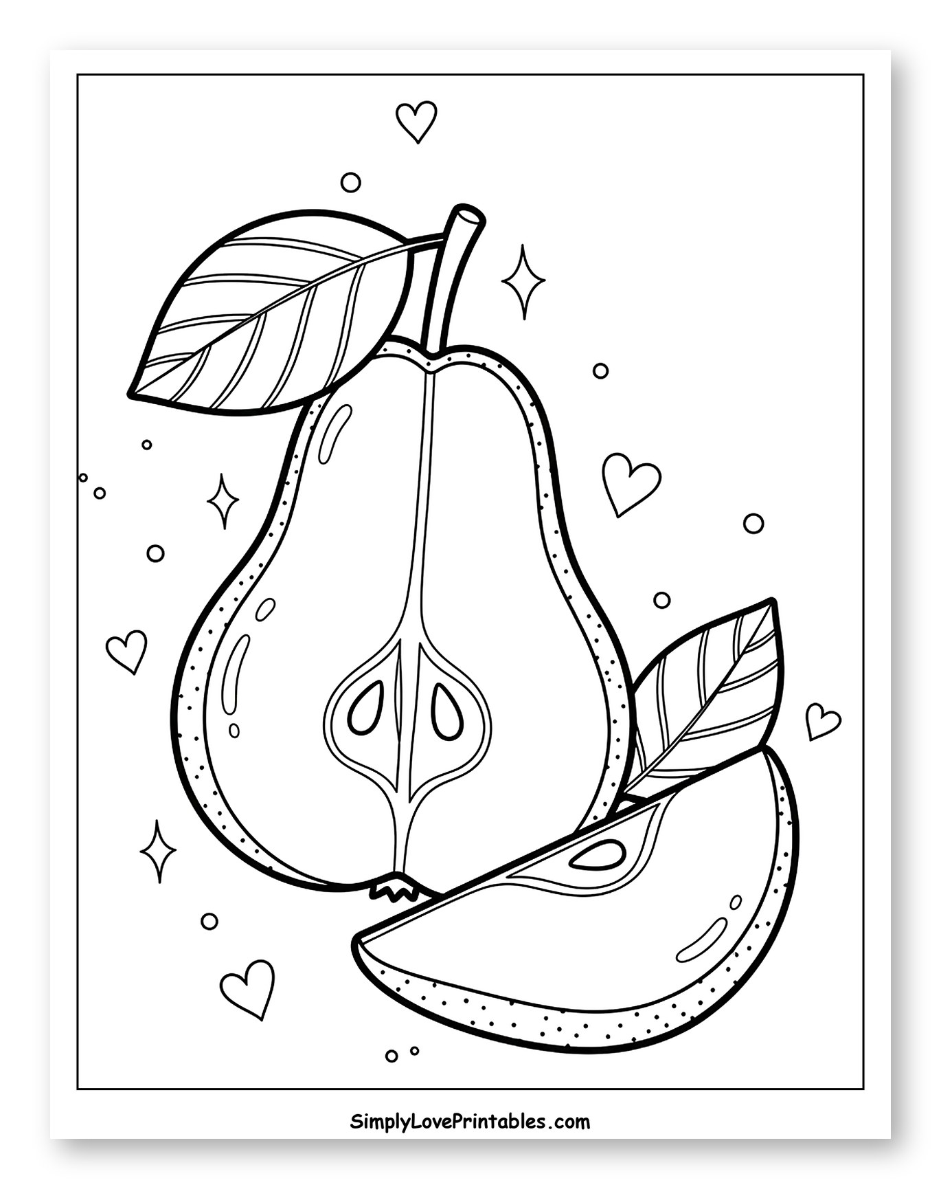 Sweet Pear Halved with a Fresh Slice