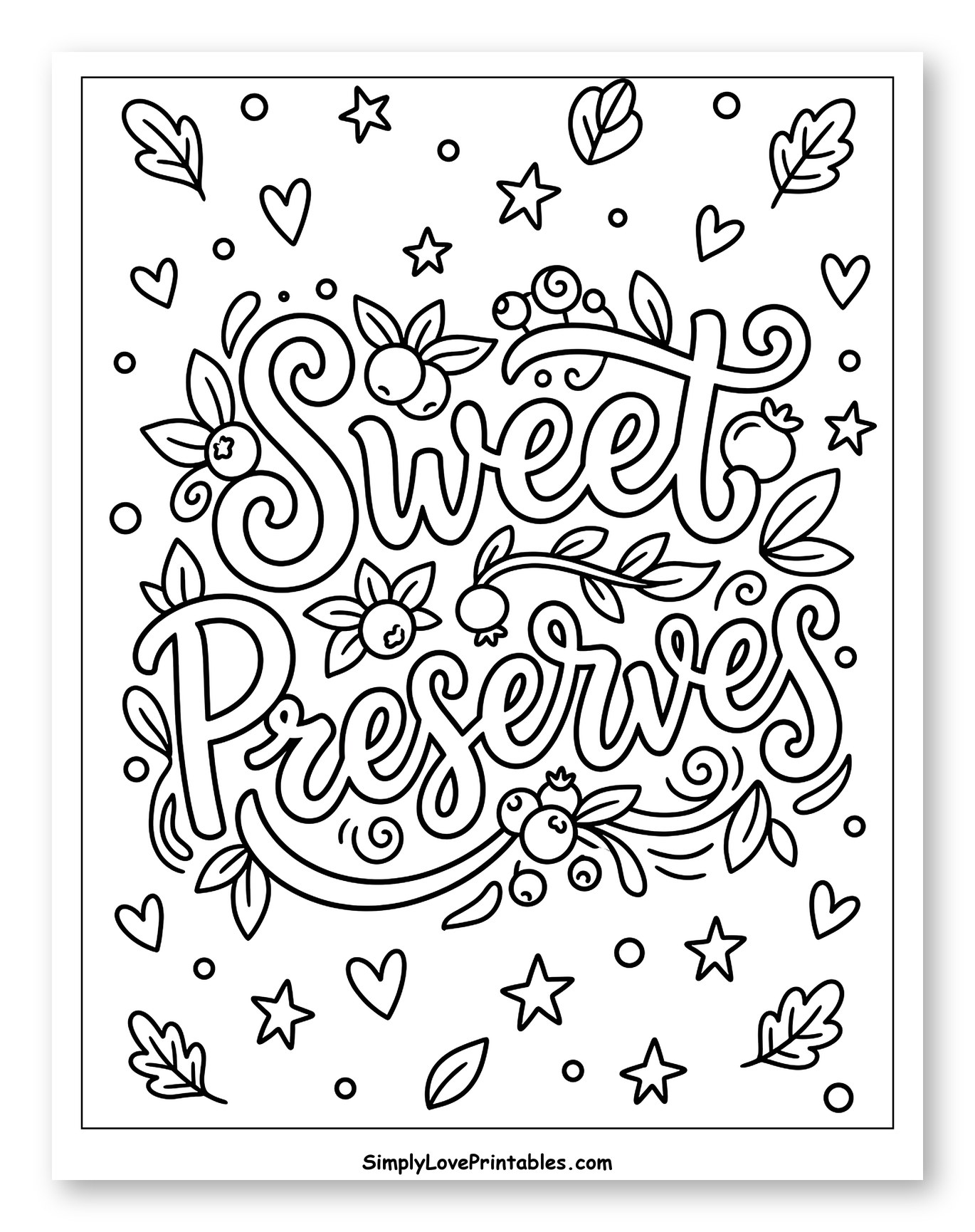 Sweet Preserves Hand-Lettering with Berries and Leaves