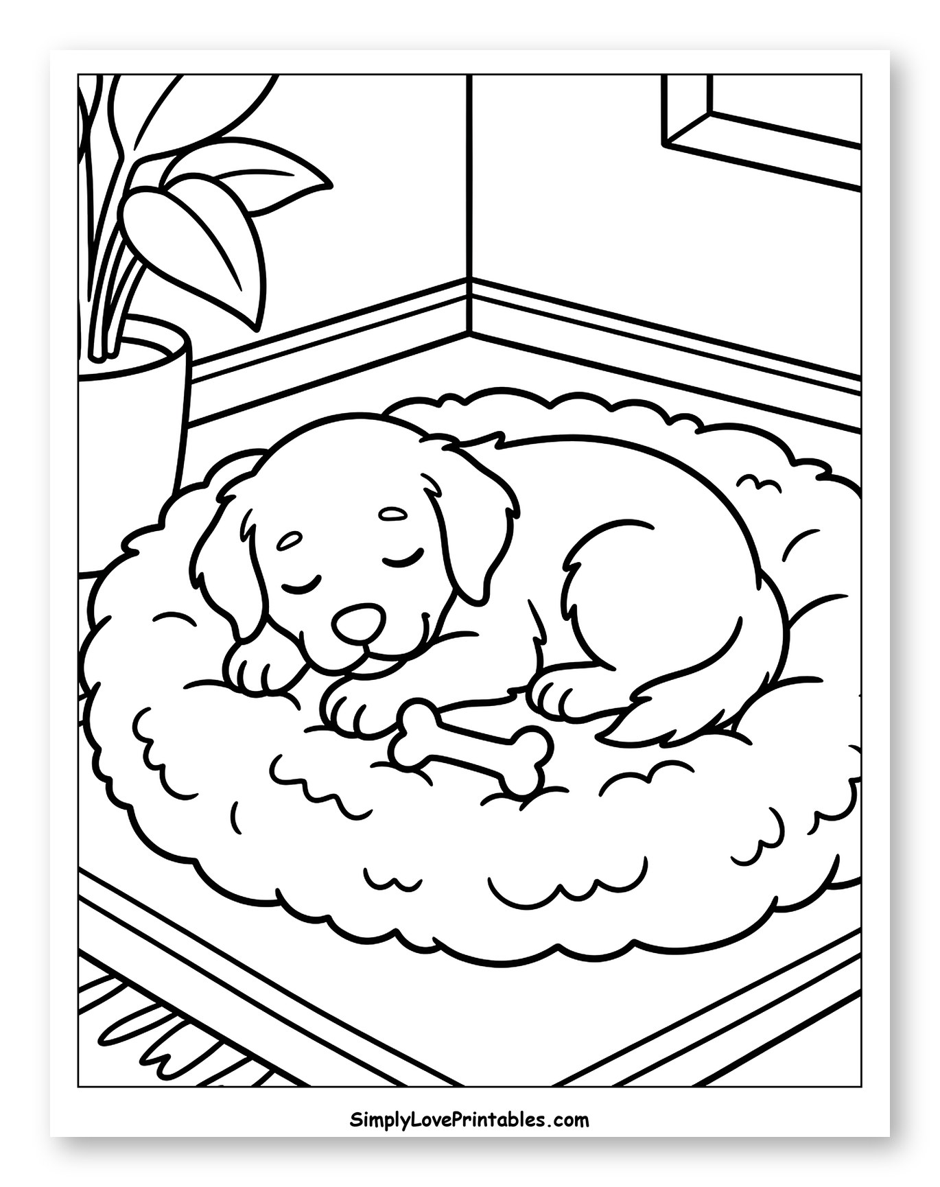Sweet Puppy Asleep in Cozy Corner