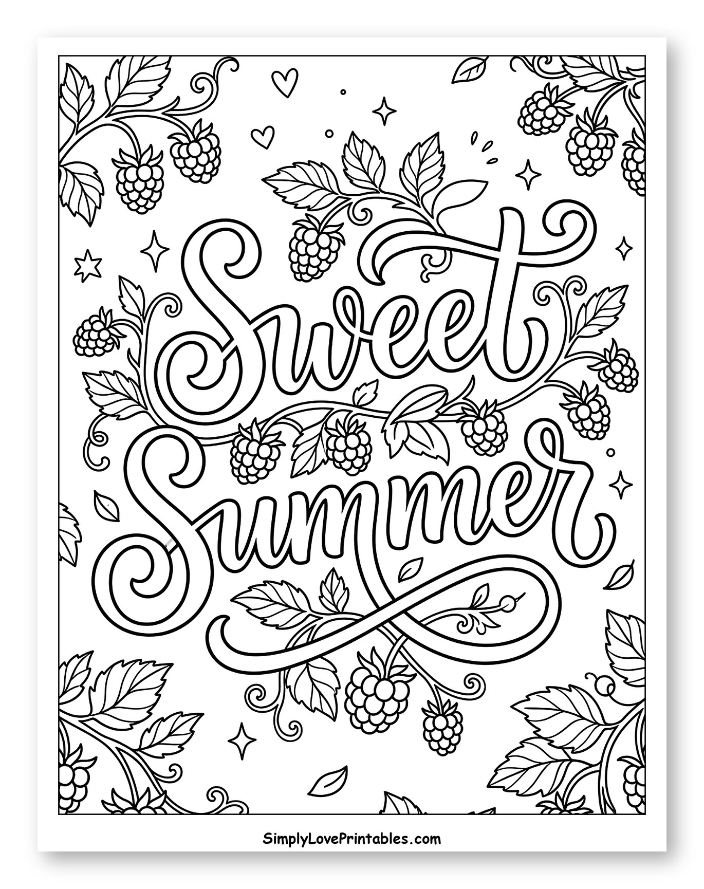 Sweet Summer Lettering with Raspberry Vines