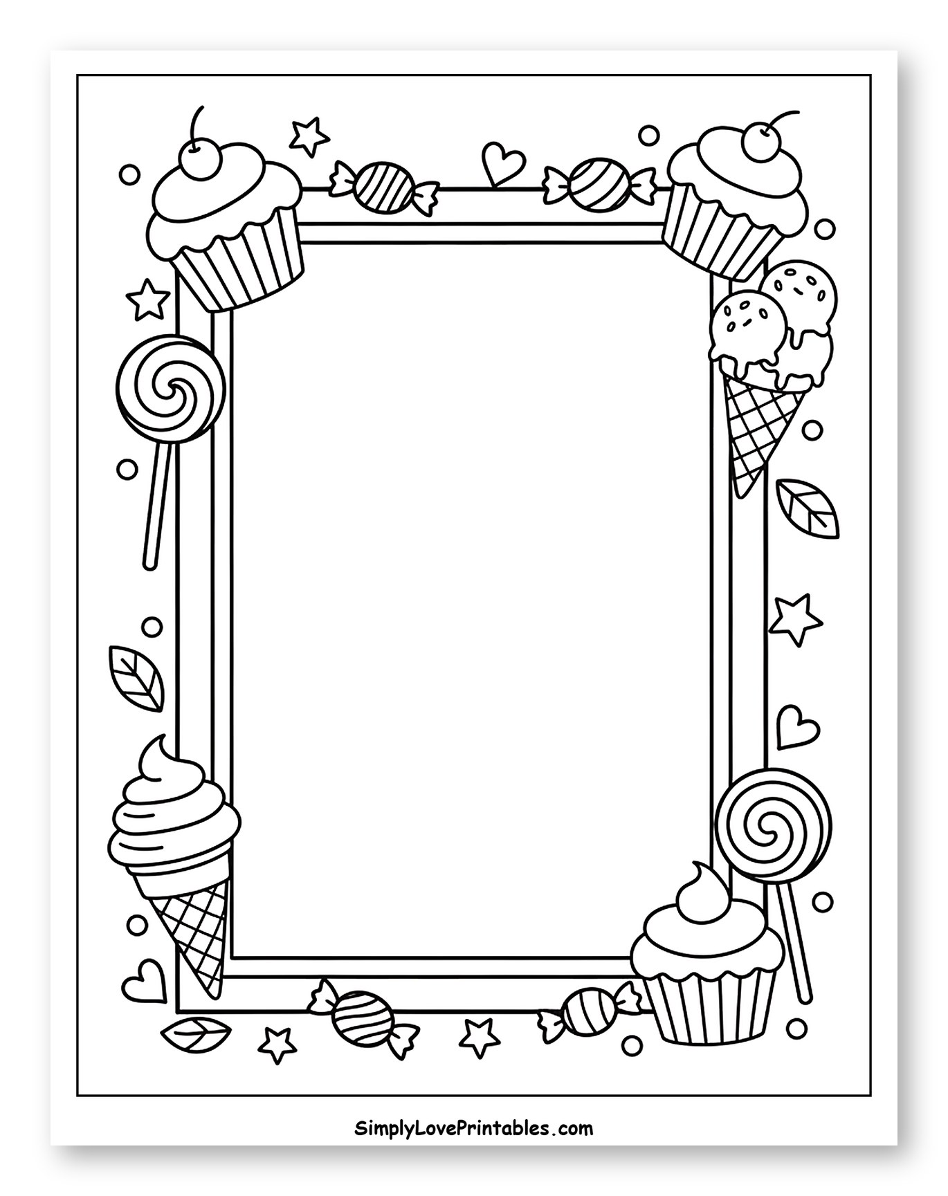 Sweet Treats Dessert Frame to Color for Adults