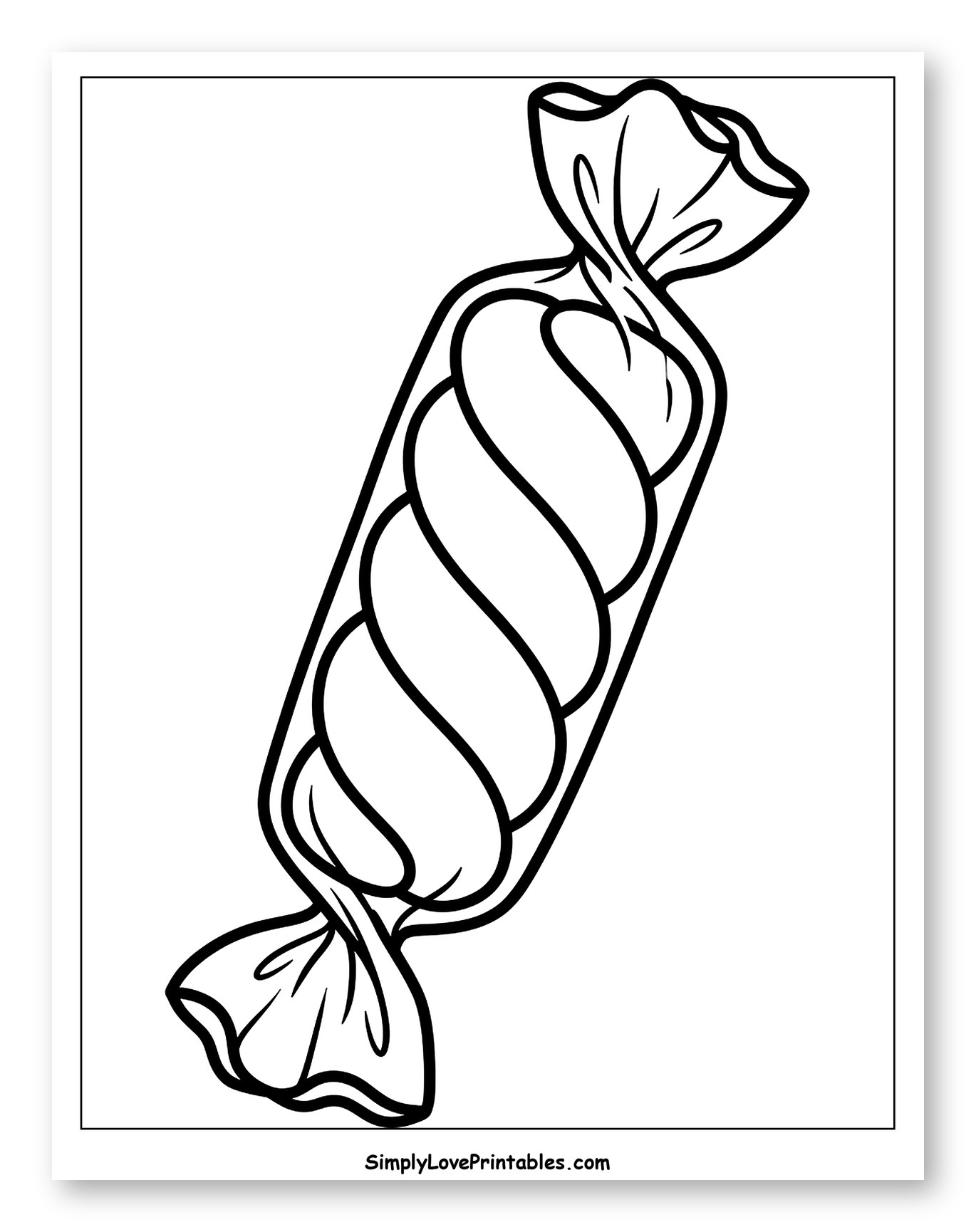 Sweet Twisted Candy in Wrapper Coloring Sheet for Toddlers