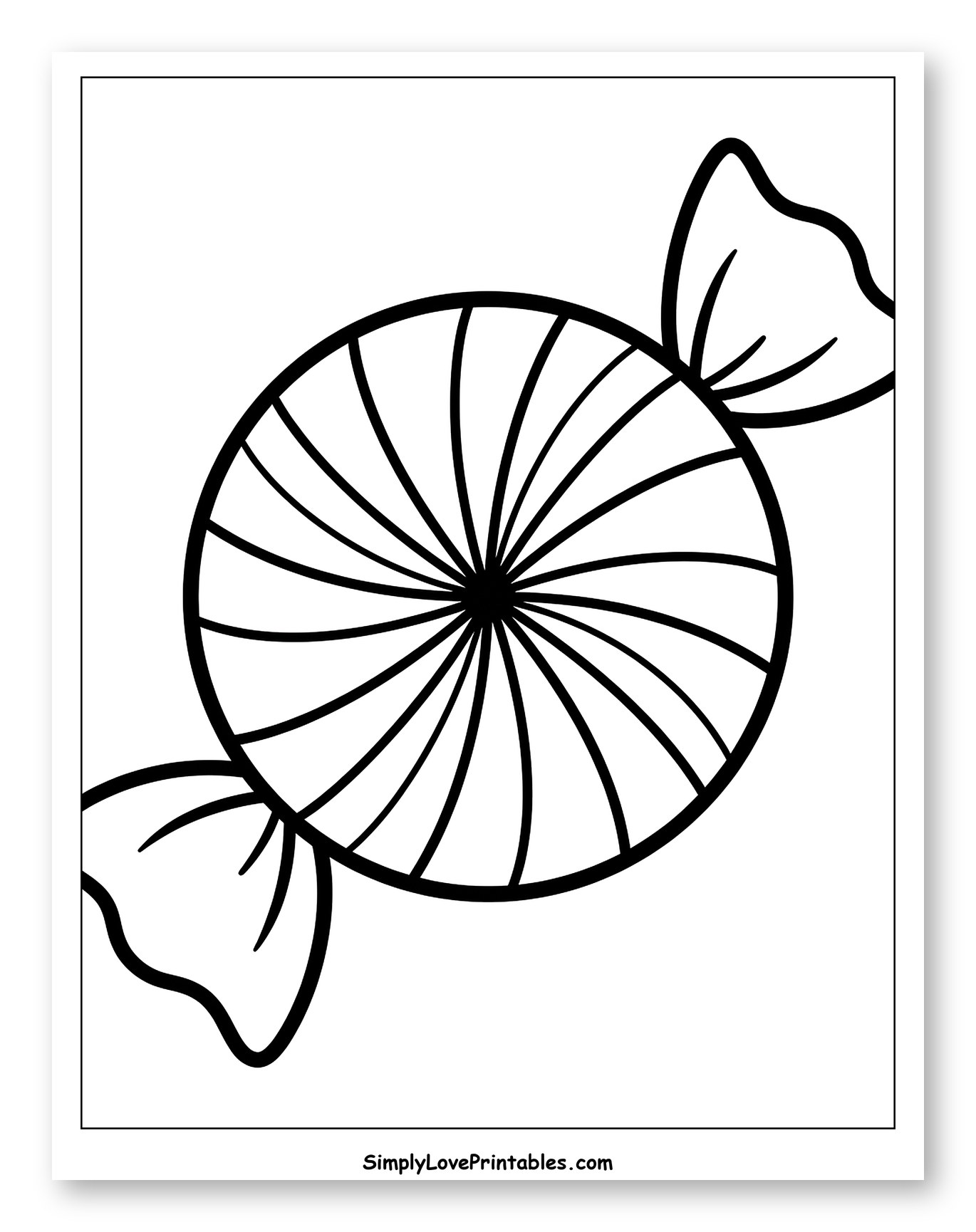 Swirled Candy with Wrapper Coloring Page for Toddlers