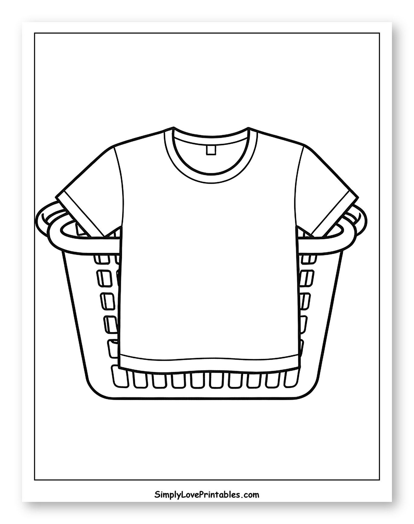 T-Shirt in a Laundry Basket Coloring Page for Toddlers