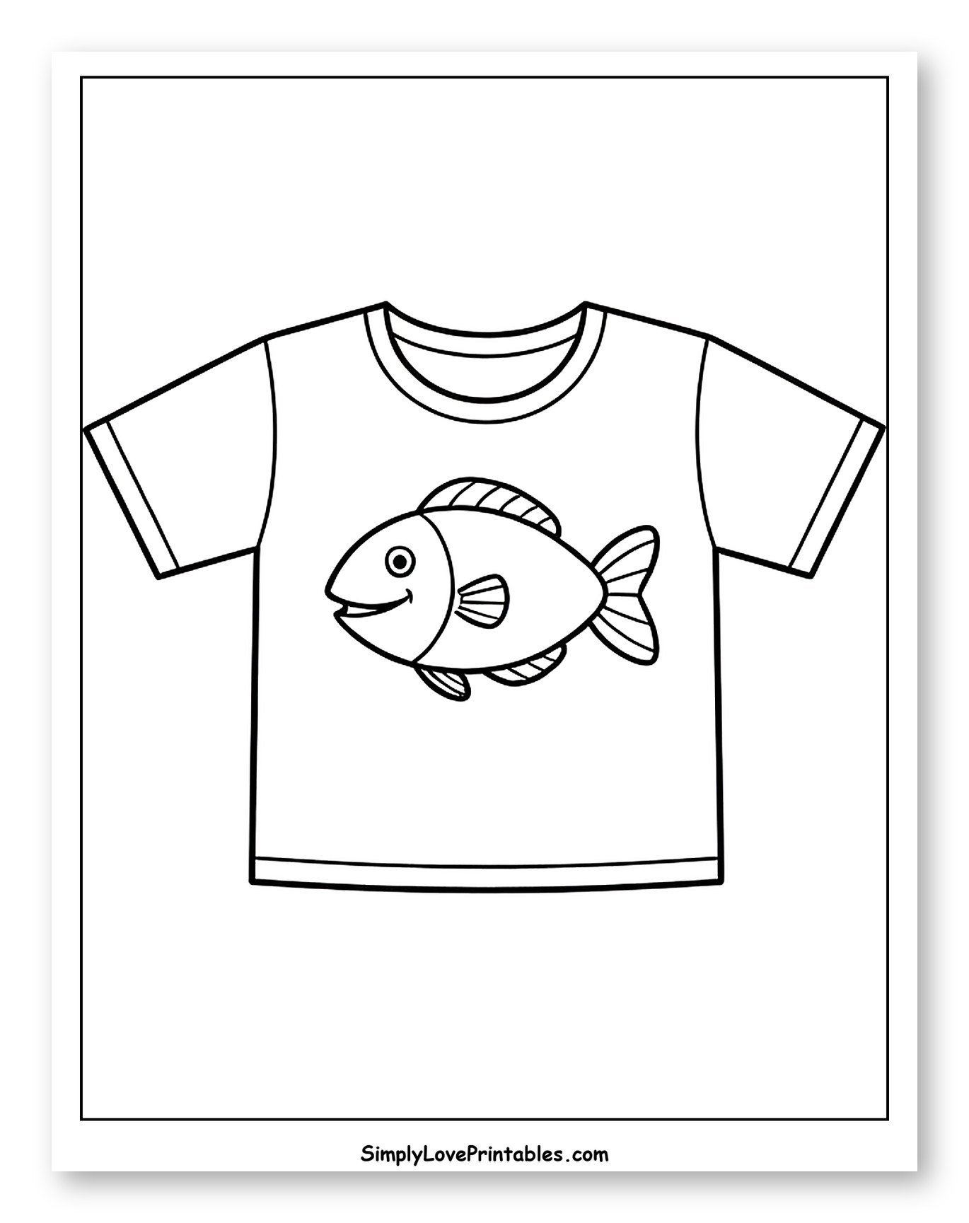 T-Shirt with a Happy Fish Coloring Sheet for Toddlers