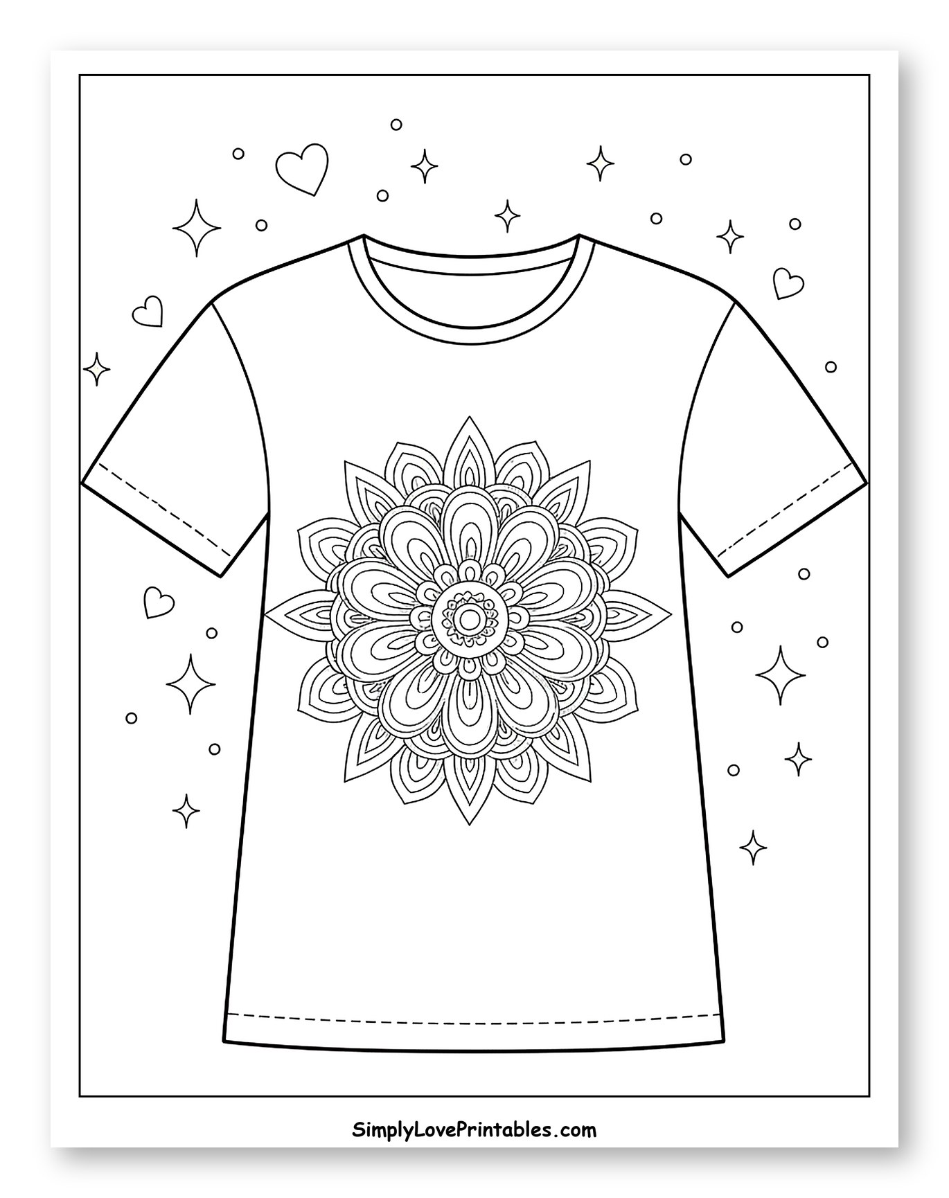 T-Shirt with Floral Mandala and Sparkles